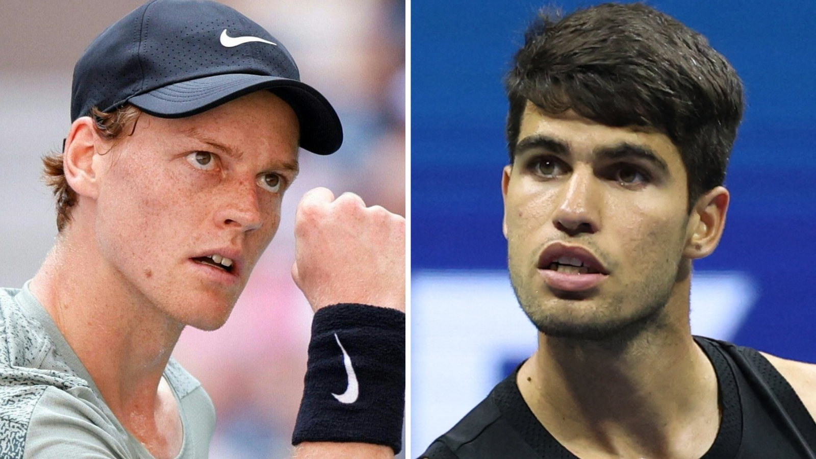 Jannik Sinner (left) and Carlos Alcaraz at the US Open