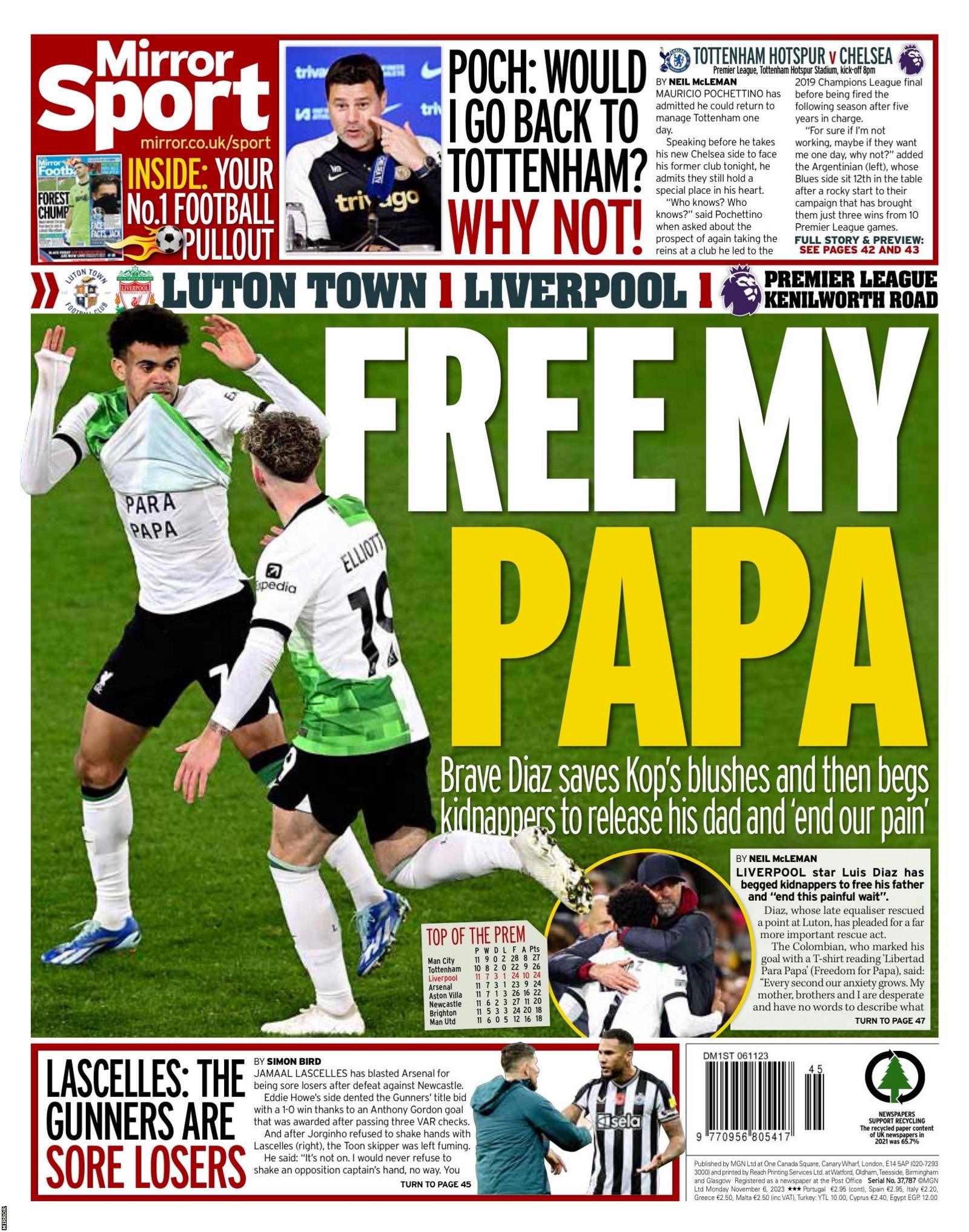 Monday's Daily Mirror