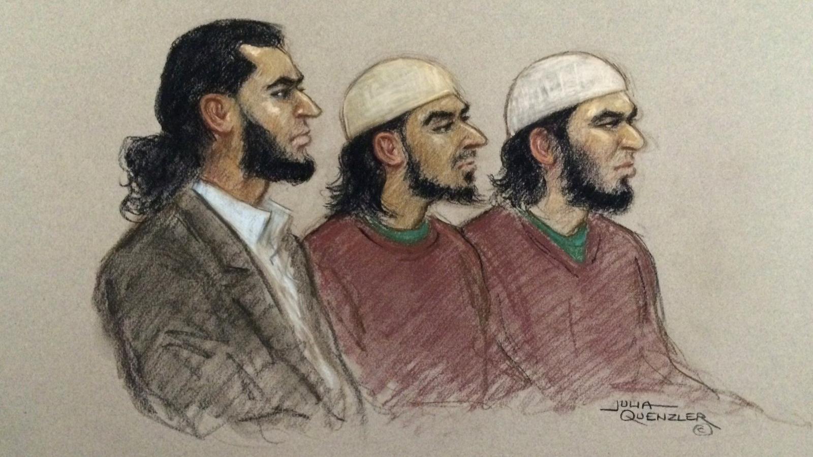 Haseeb Hamayoon, Nadir Syed and Yousef Sayed in court (l-r)