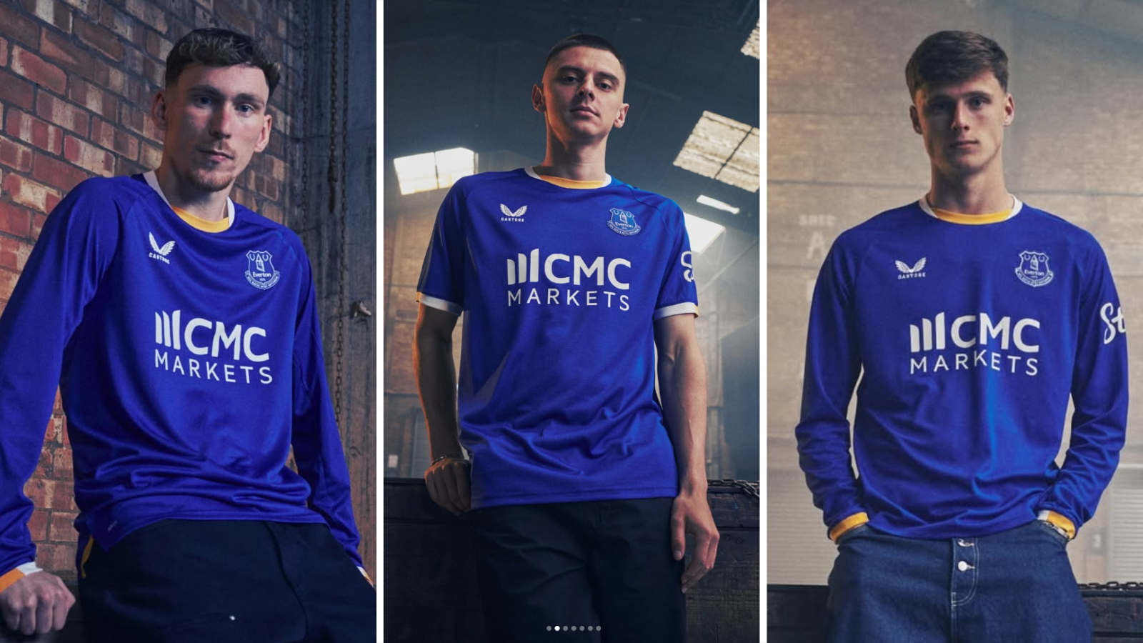 Everton players wear 2026-27 home shirt