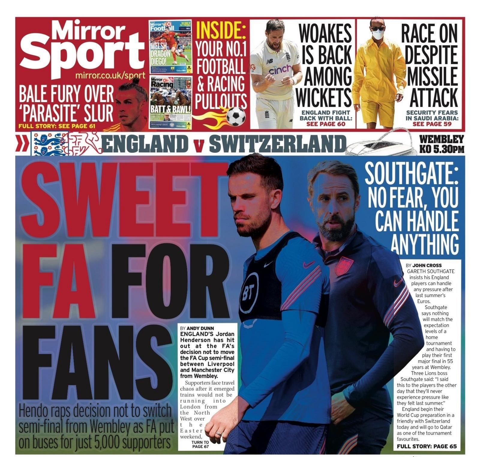 The Mirror back page