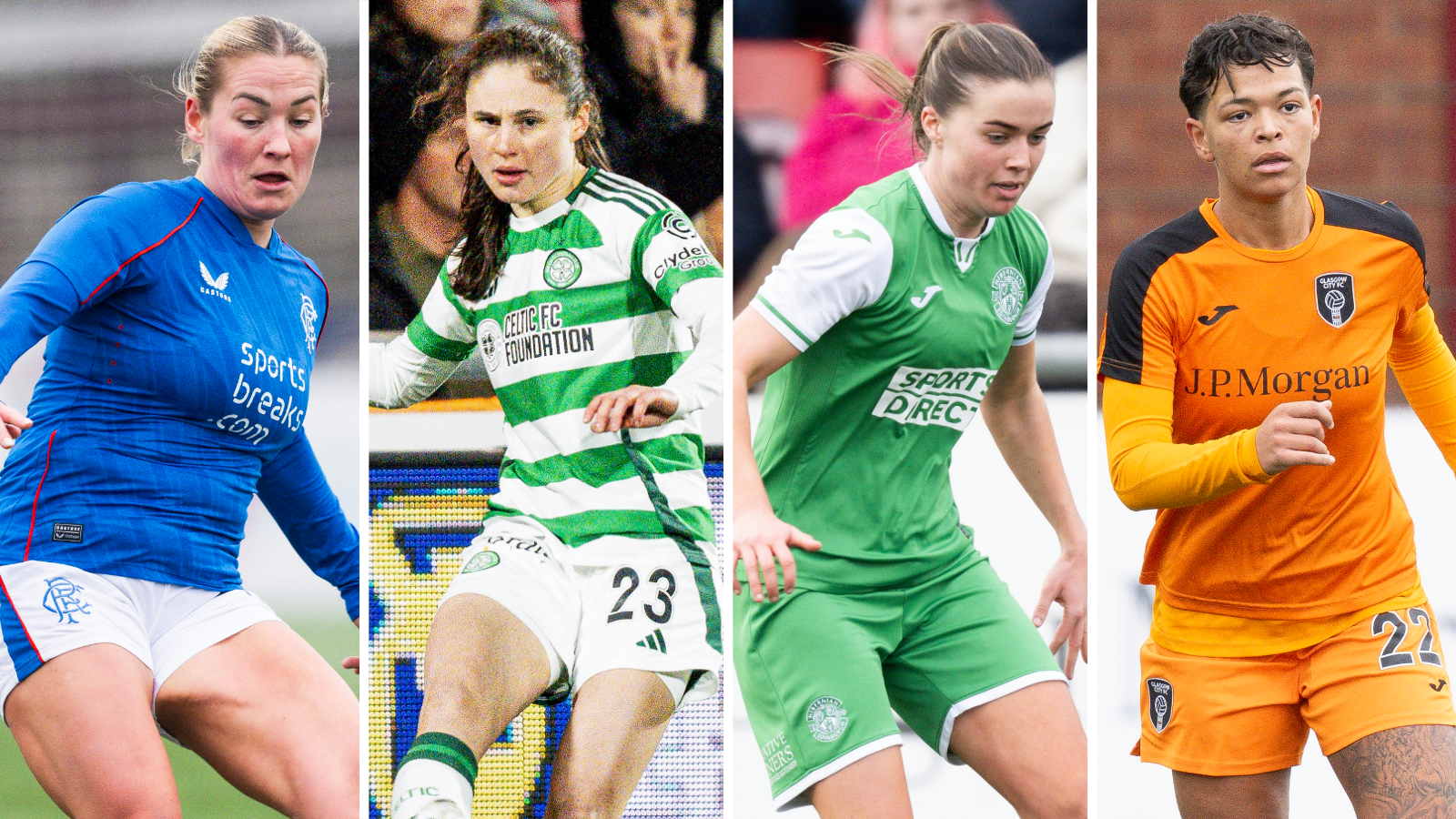 SWPL player of the year nominees: Rangers' Katie Wilkinson, Celtic's Emma Lawton, Hibs' Eilidh Adams and Glasgow City's Sam van Diemen