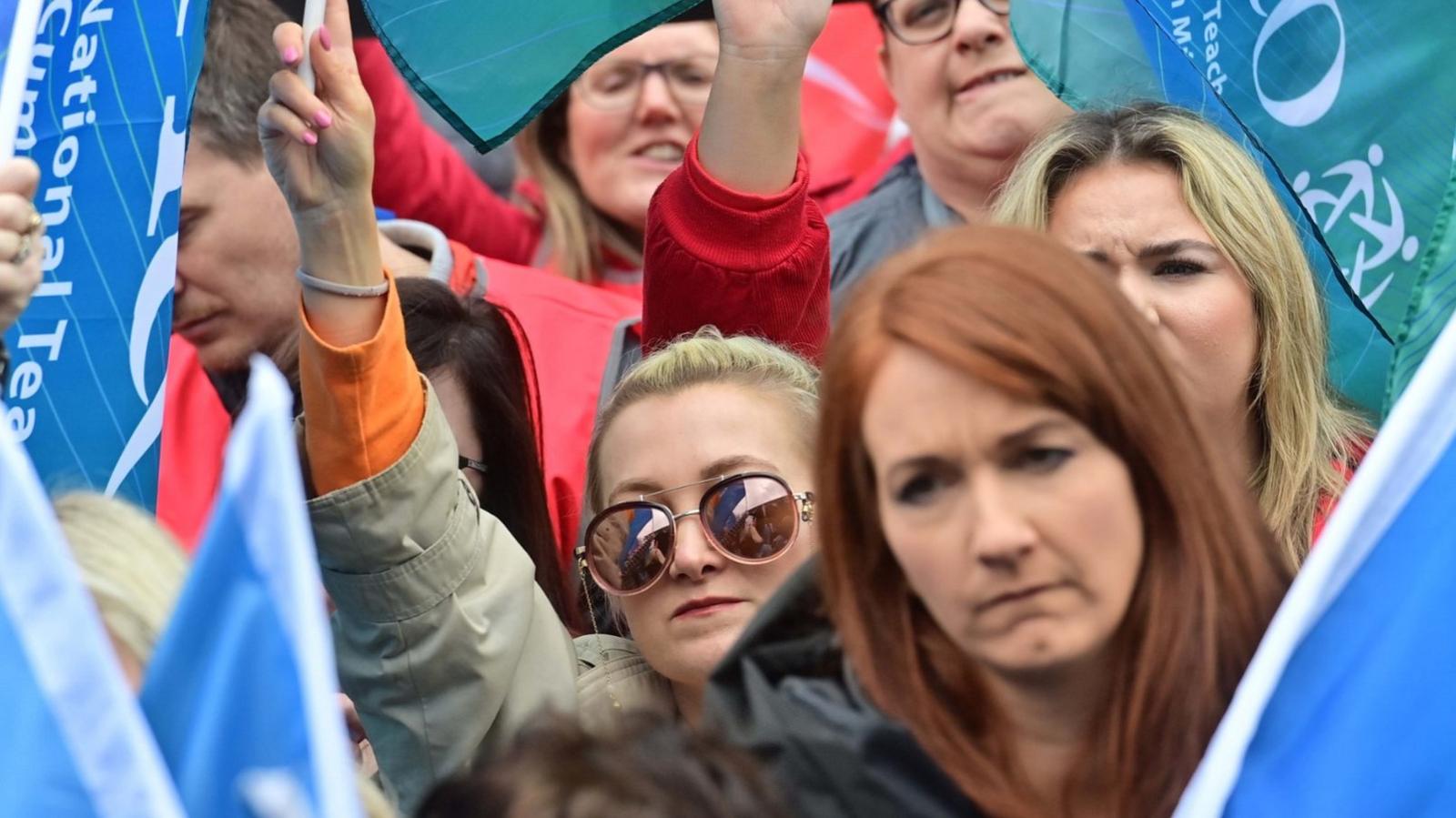 Teachers at rally in Belfast, 26 April 2023