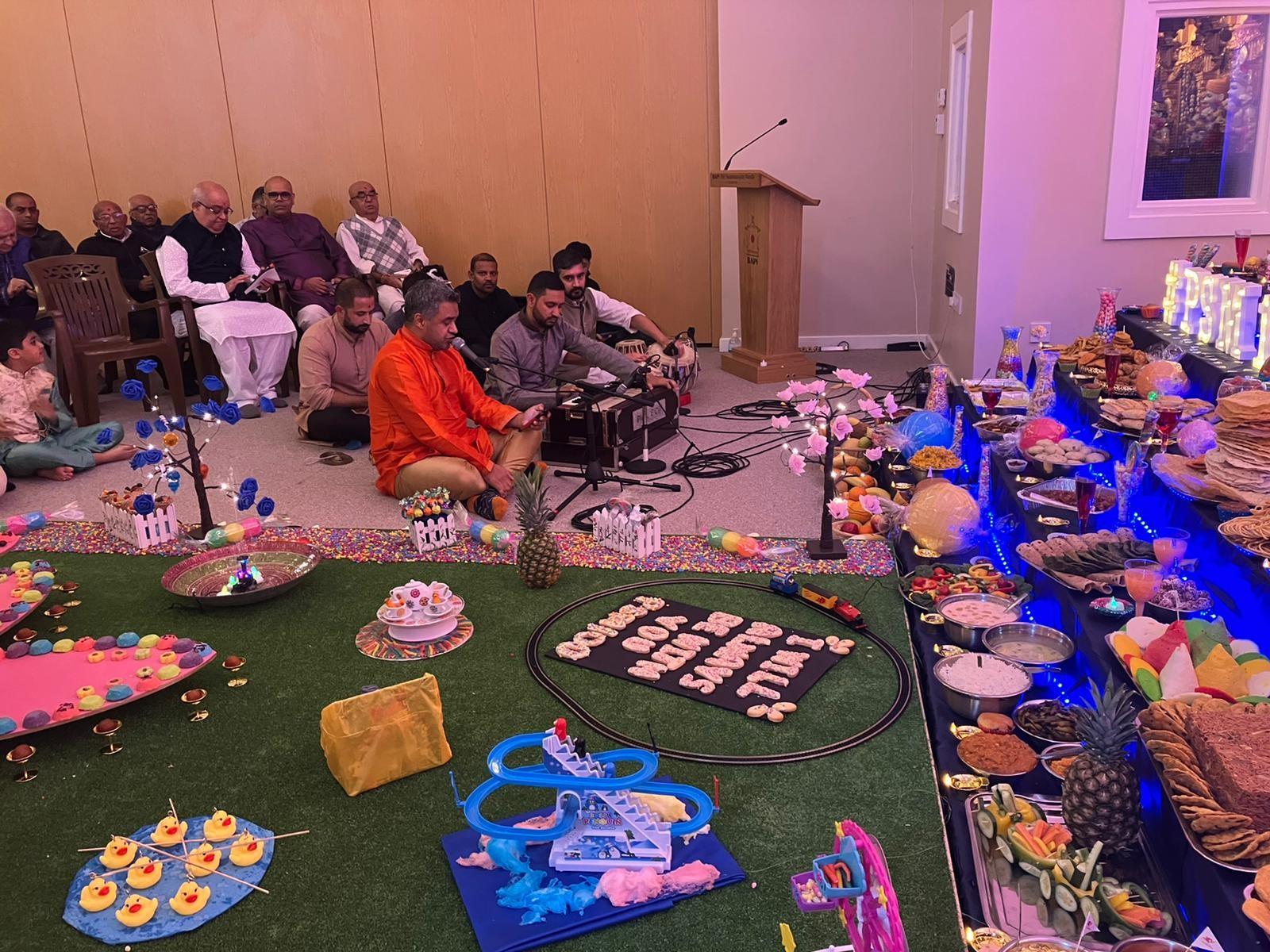 Worshippers at BAPS Shri Swaminarayan Mandir temple in Coventry