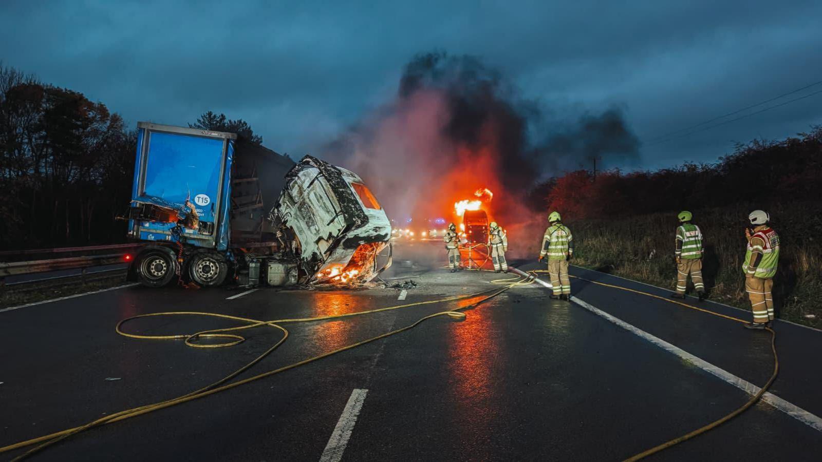 M1 lorry fire