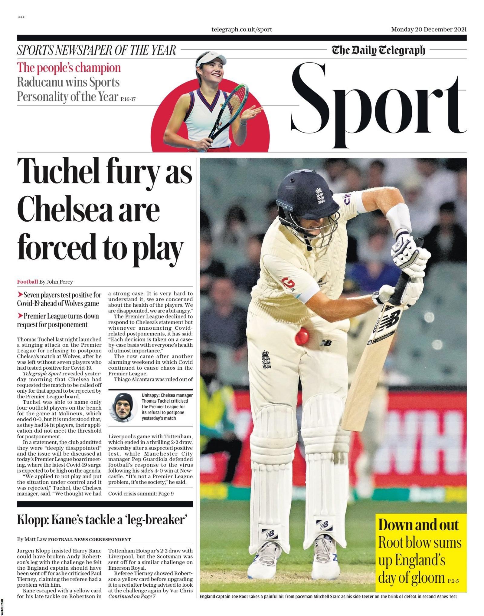 Monday's Daily Telegraph