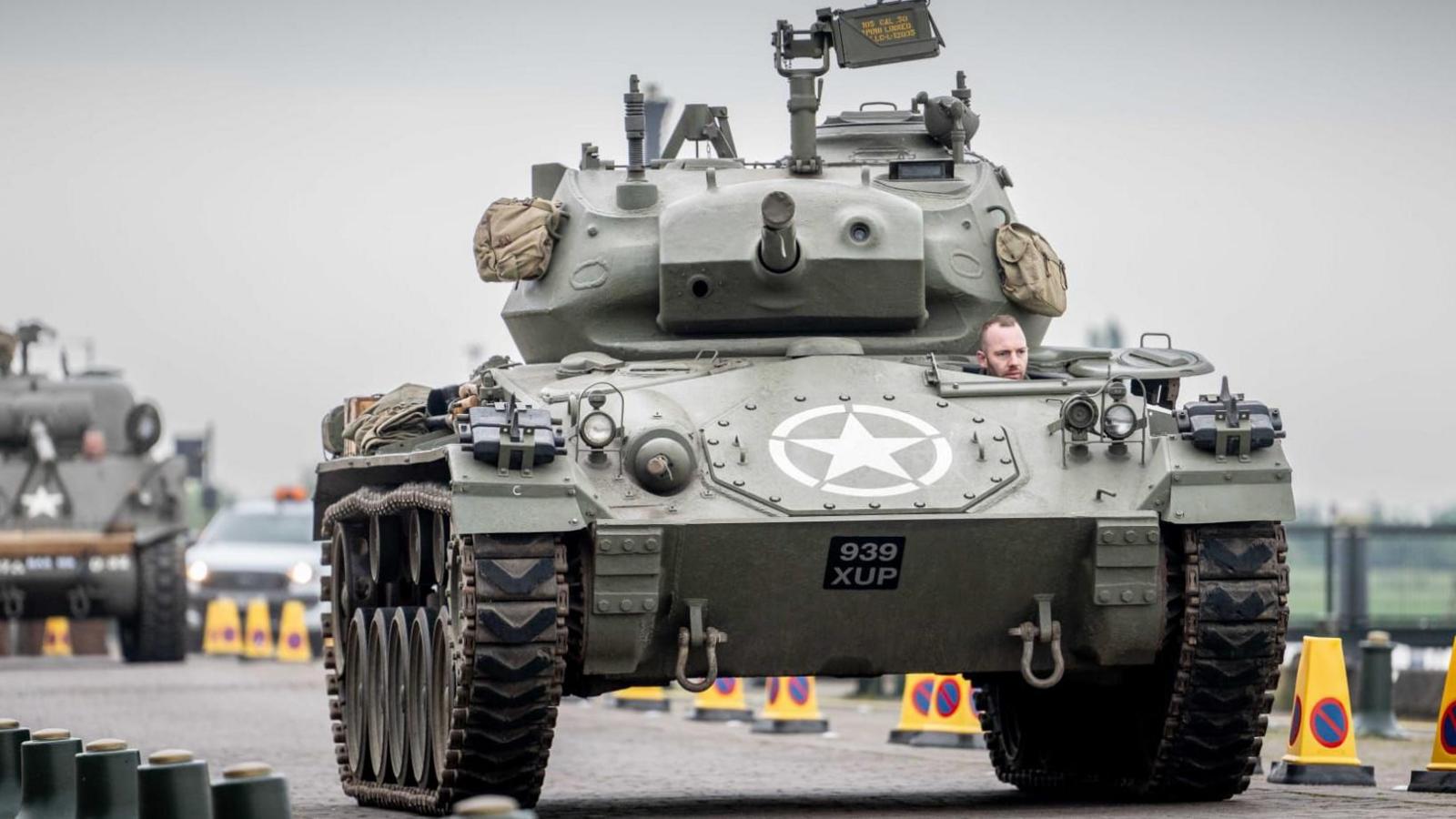 Tanks being driven into Kings Lynn for the Freedom Parade.