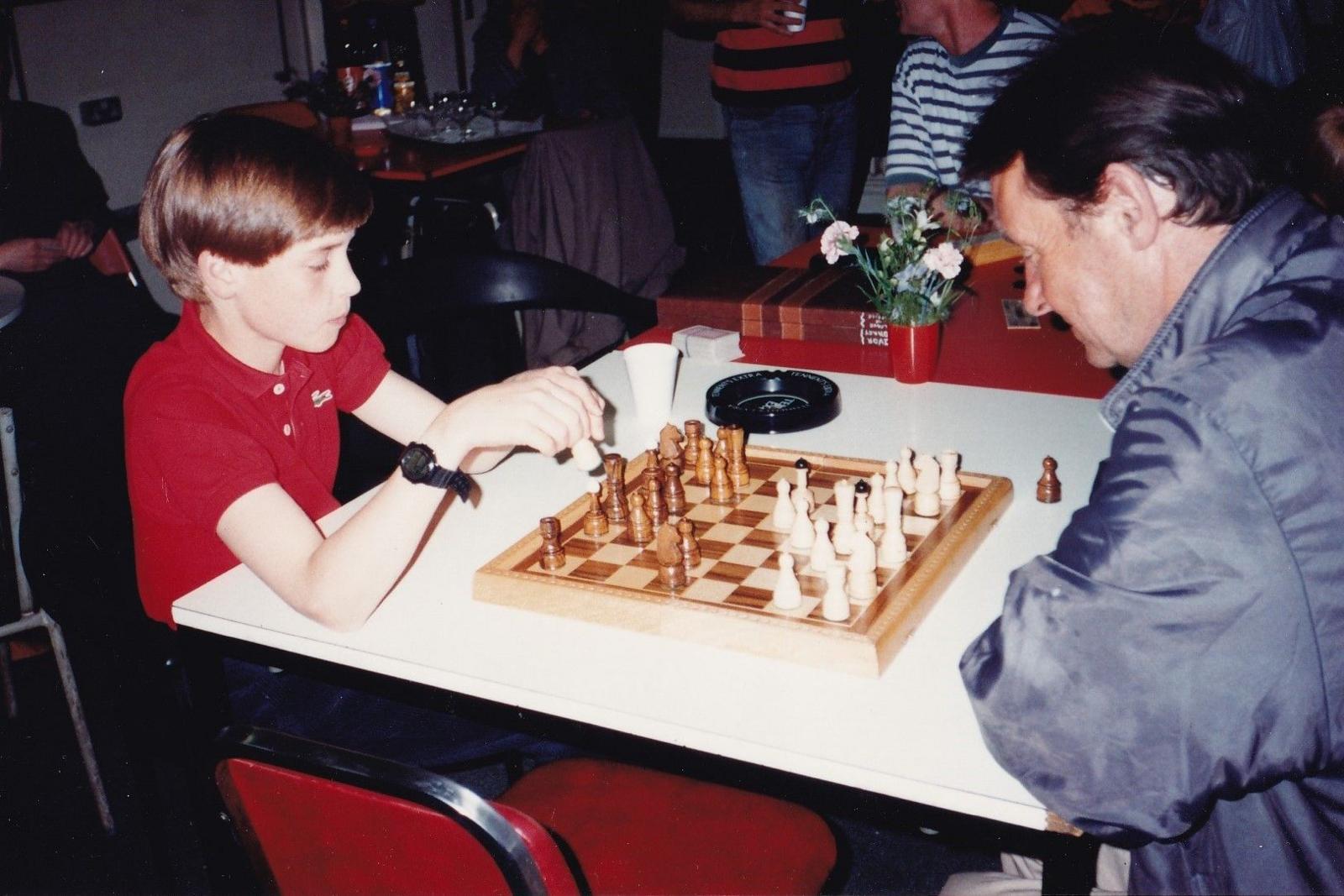 Prince William playing chess at homeless charity The Passage, in central London, in June 1993