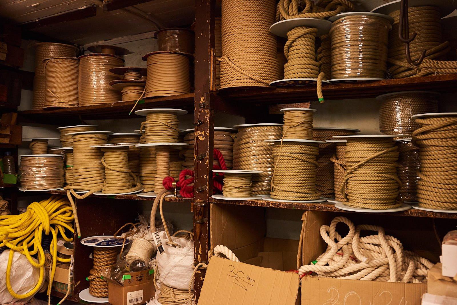 Reels of rope stacked up