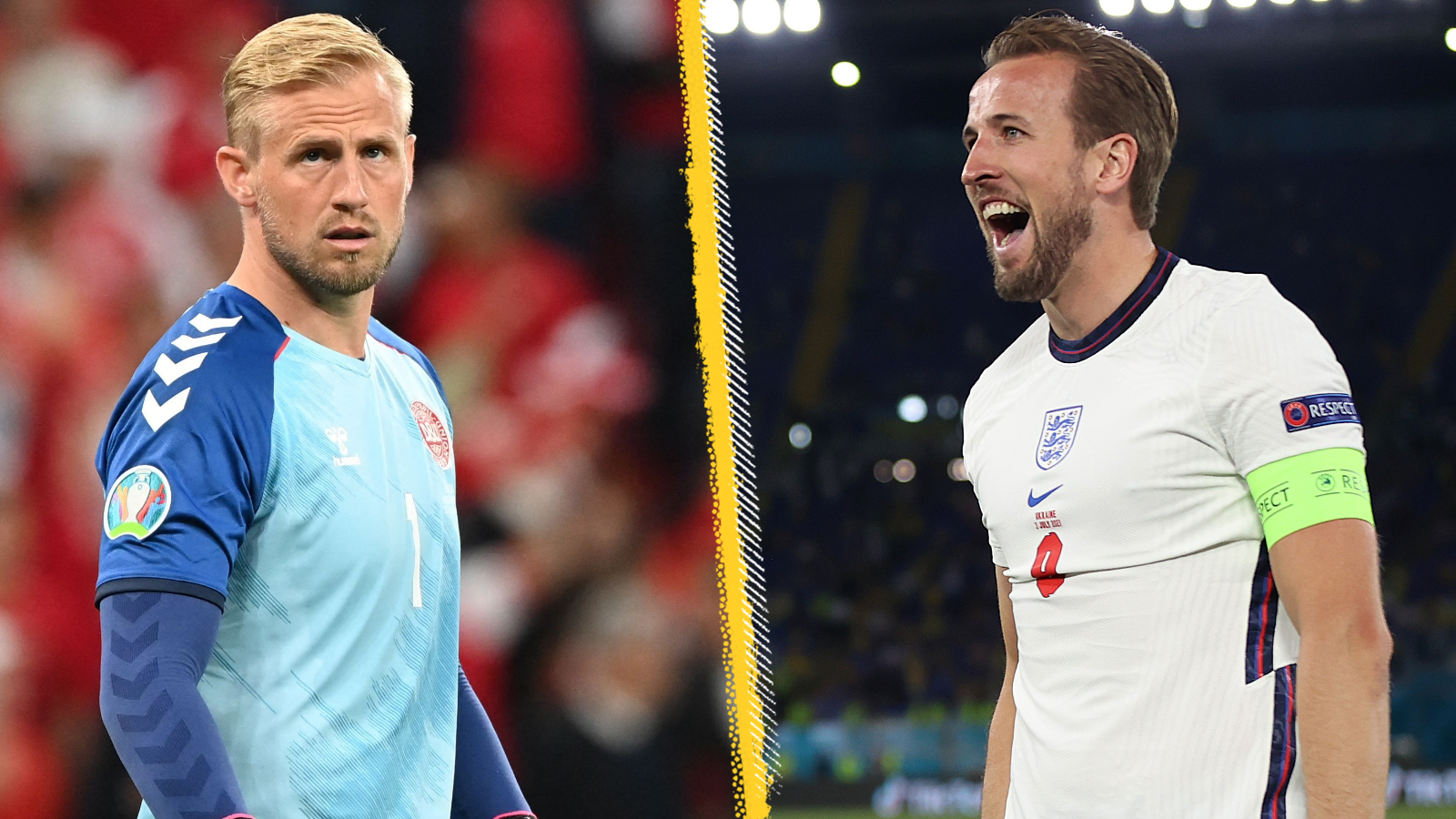 Kasper Schmeichel and Harry Kane