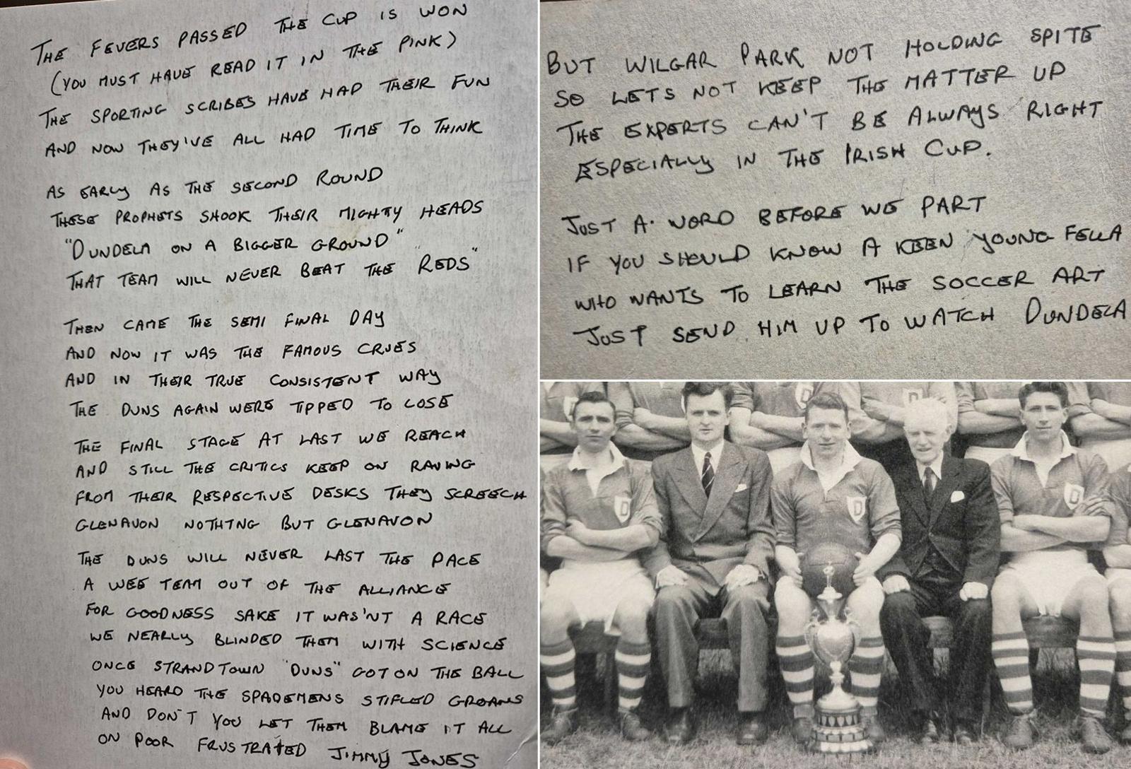 A poem written by a journalist which was given to Bobby McAuley