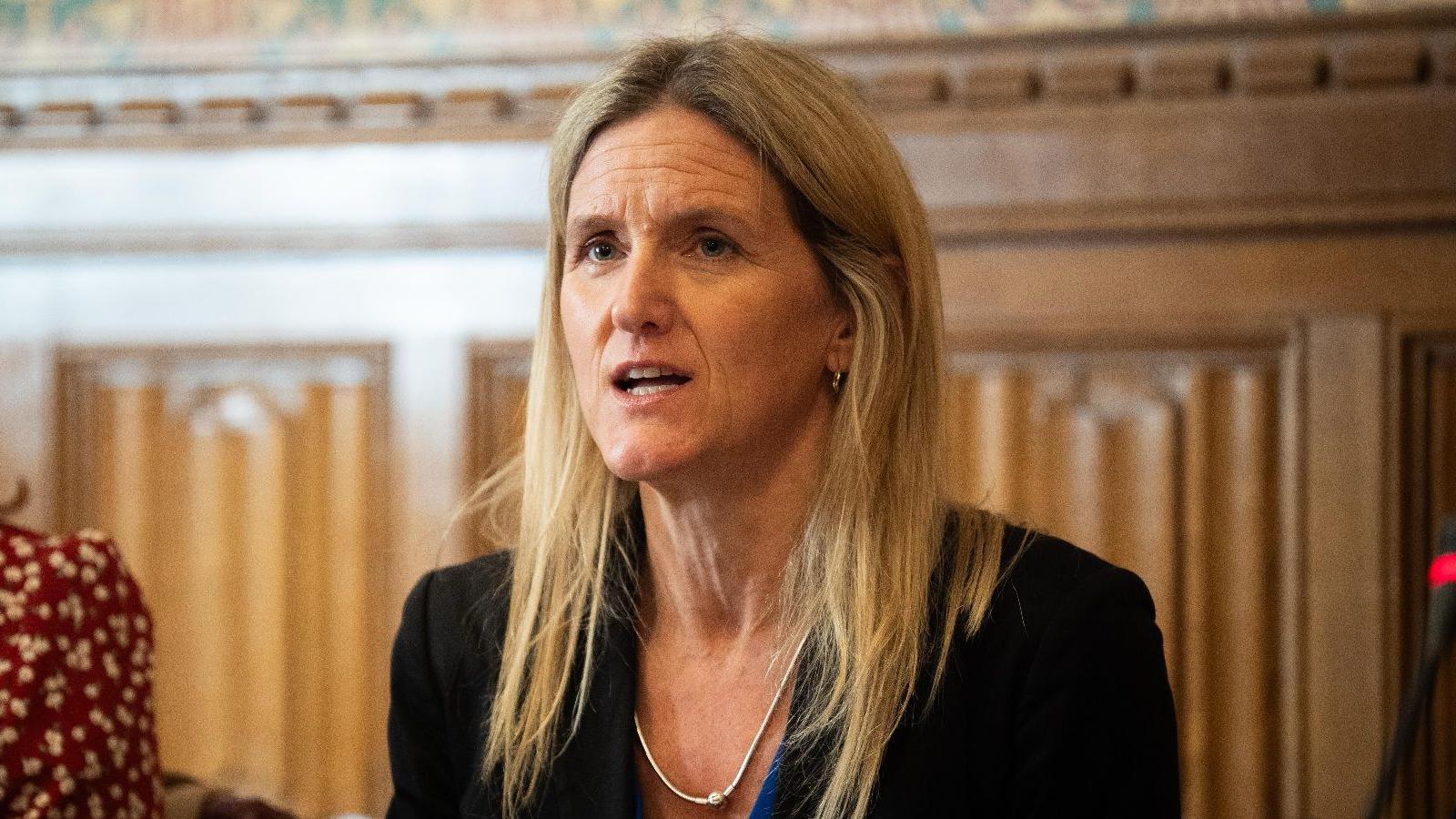 Labour MP Kim Leadbeater speaks at a news conference after the bill runs out of time.