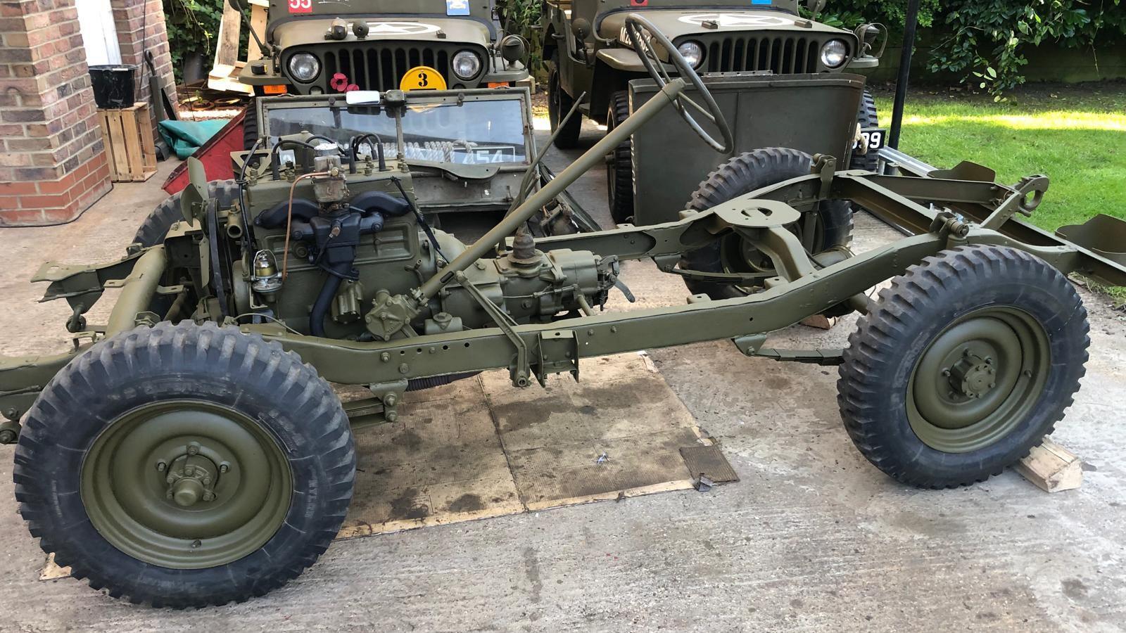 The jeep stripped back to the main chassis