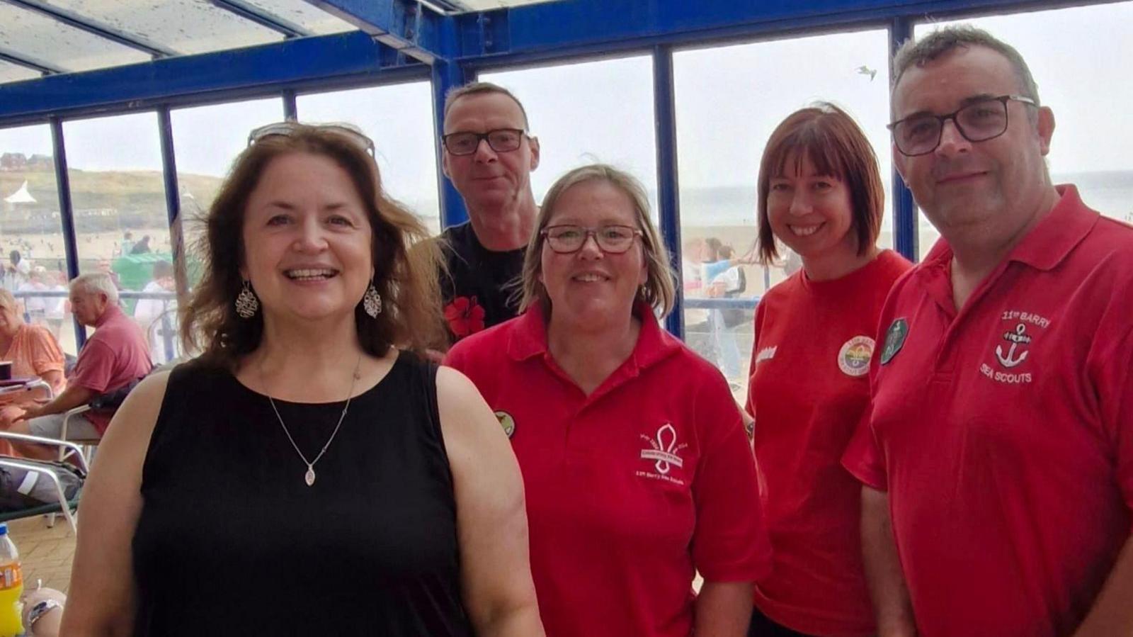 Ruth Jones at Marco's cafe with scouting volunteers