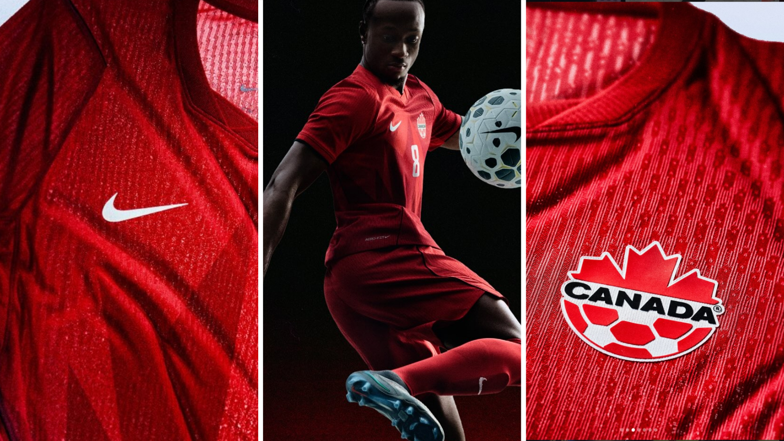 Ismael Kone wears 2026 Canada home kit.