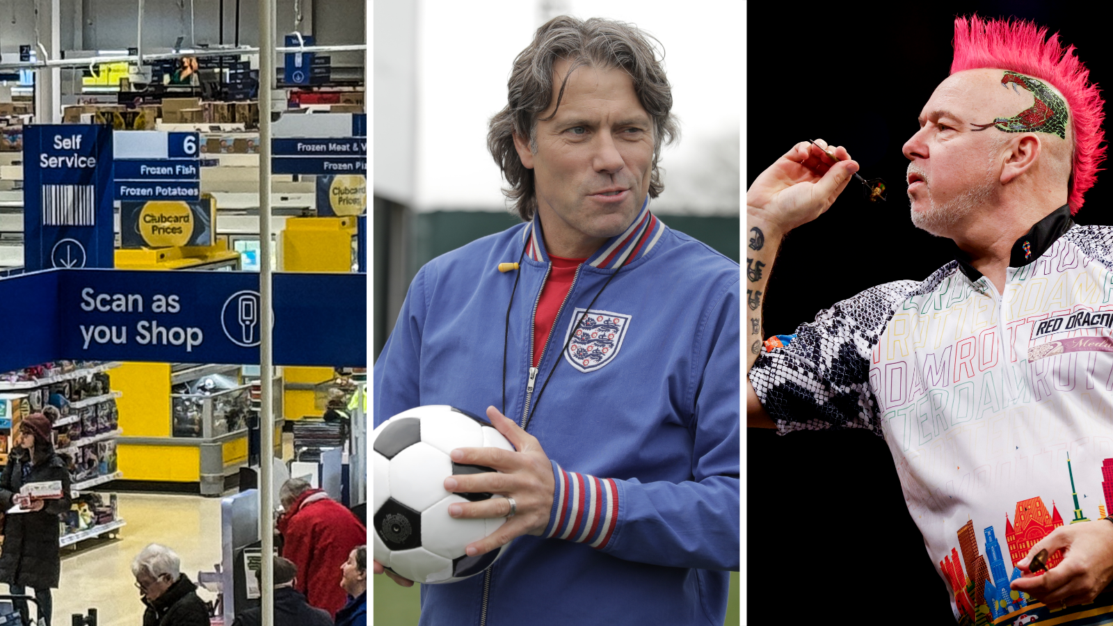 Tesco, comedian John Bishop and darts player Peter Wright