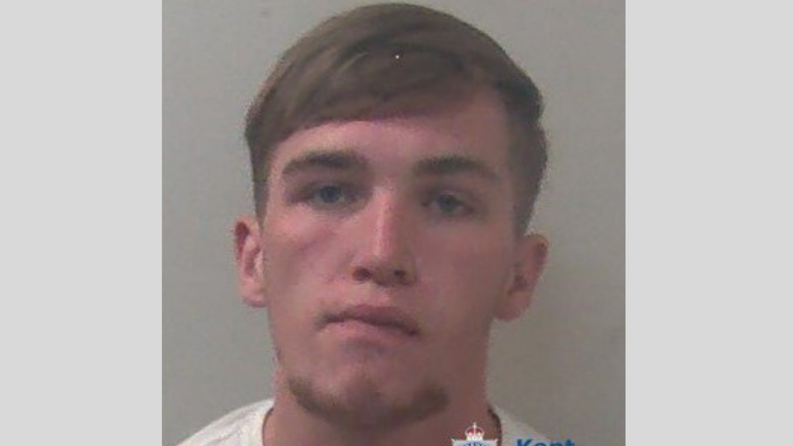 A mugshot of Cameron Jeffrey, the 21-year-old who was jailed for four years and eight months’ at Maidstone Crown Court on December 12. He has light brown hair which is swept across has his mouth closed.