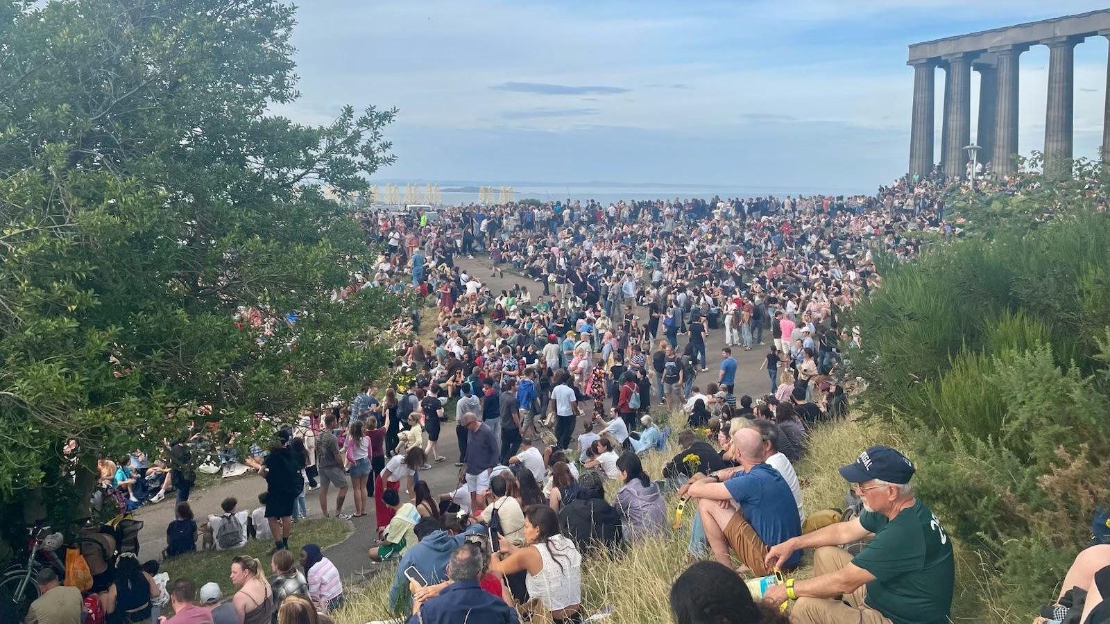 Large crowds gathered on Calton Hill 