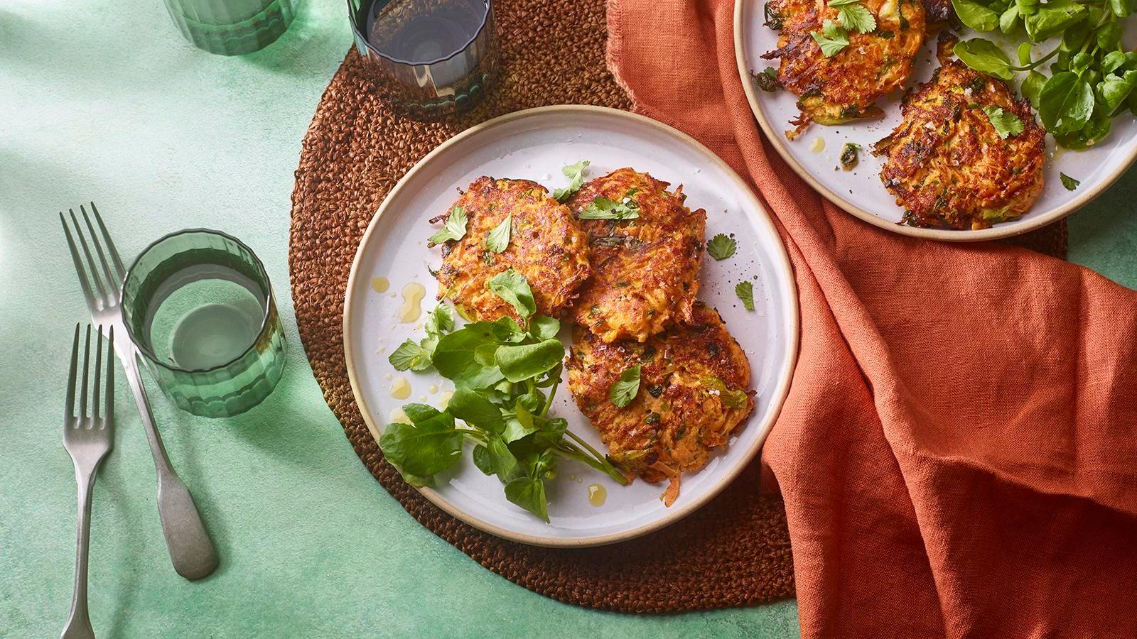 Carrot and coriander fritters