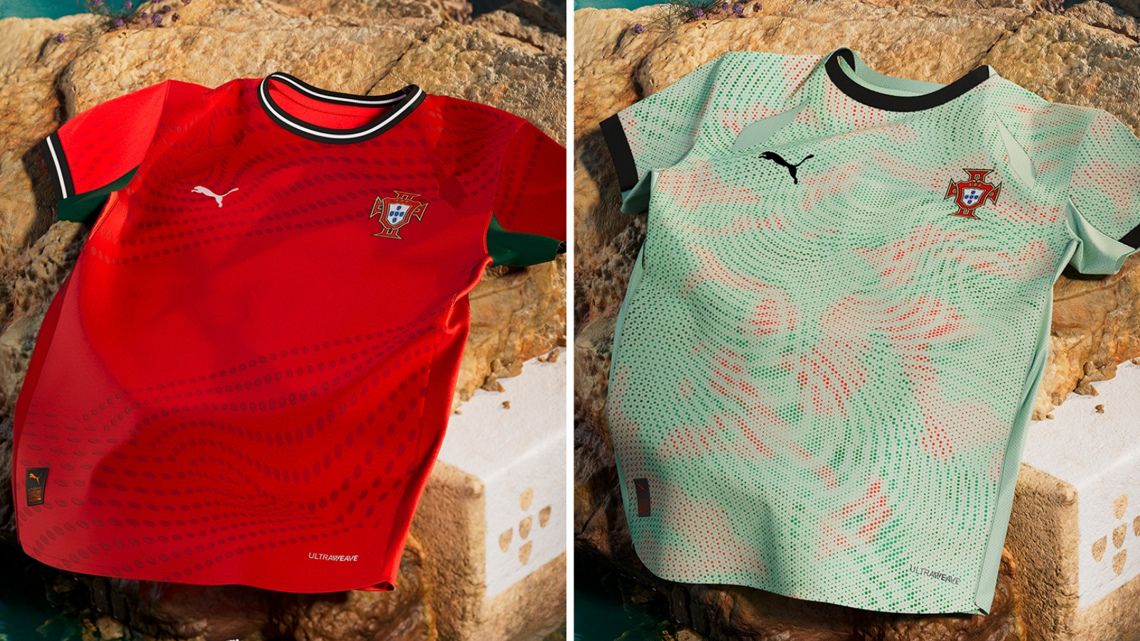 Portugal's home and away kits for Euro 2025