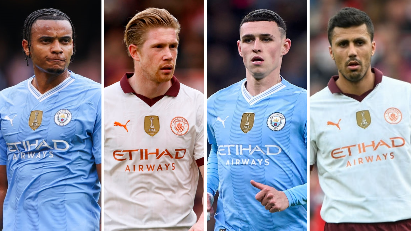 Manuel Akanji, Kevin de Bruyne, Phil Foden, Rodri