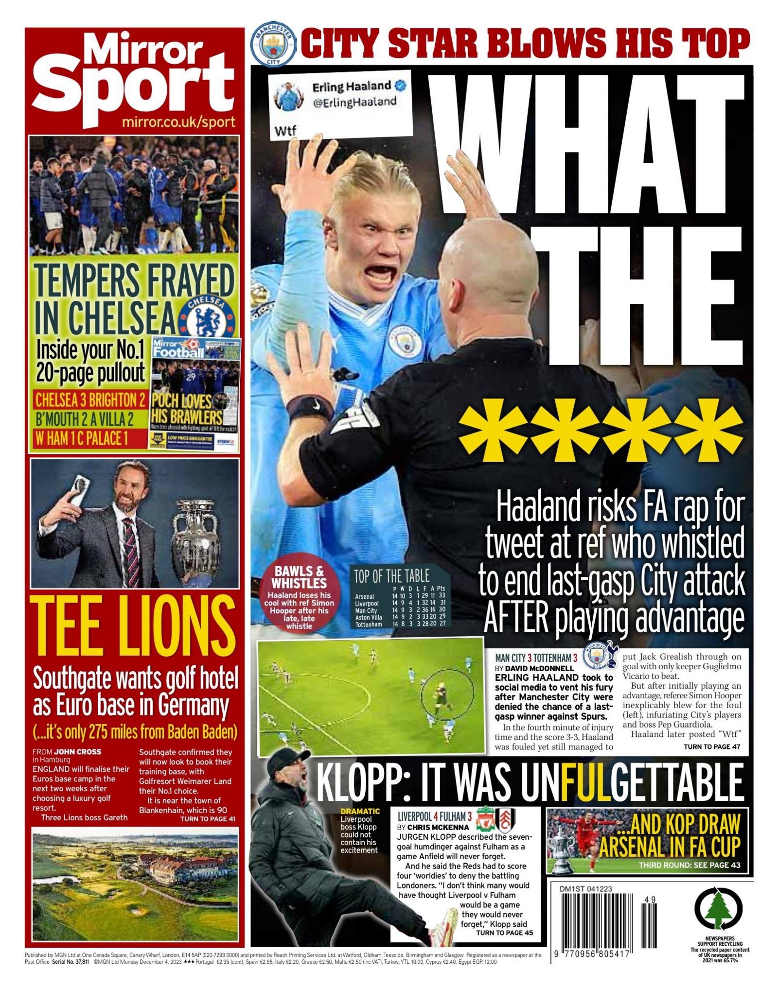 Daily Mirror back page