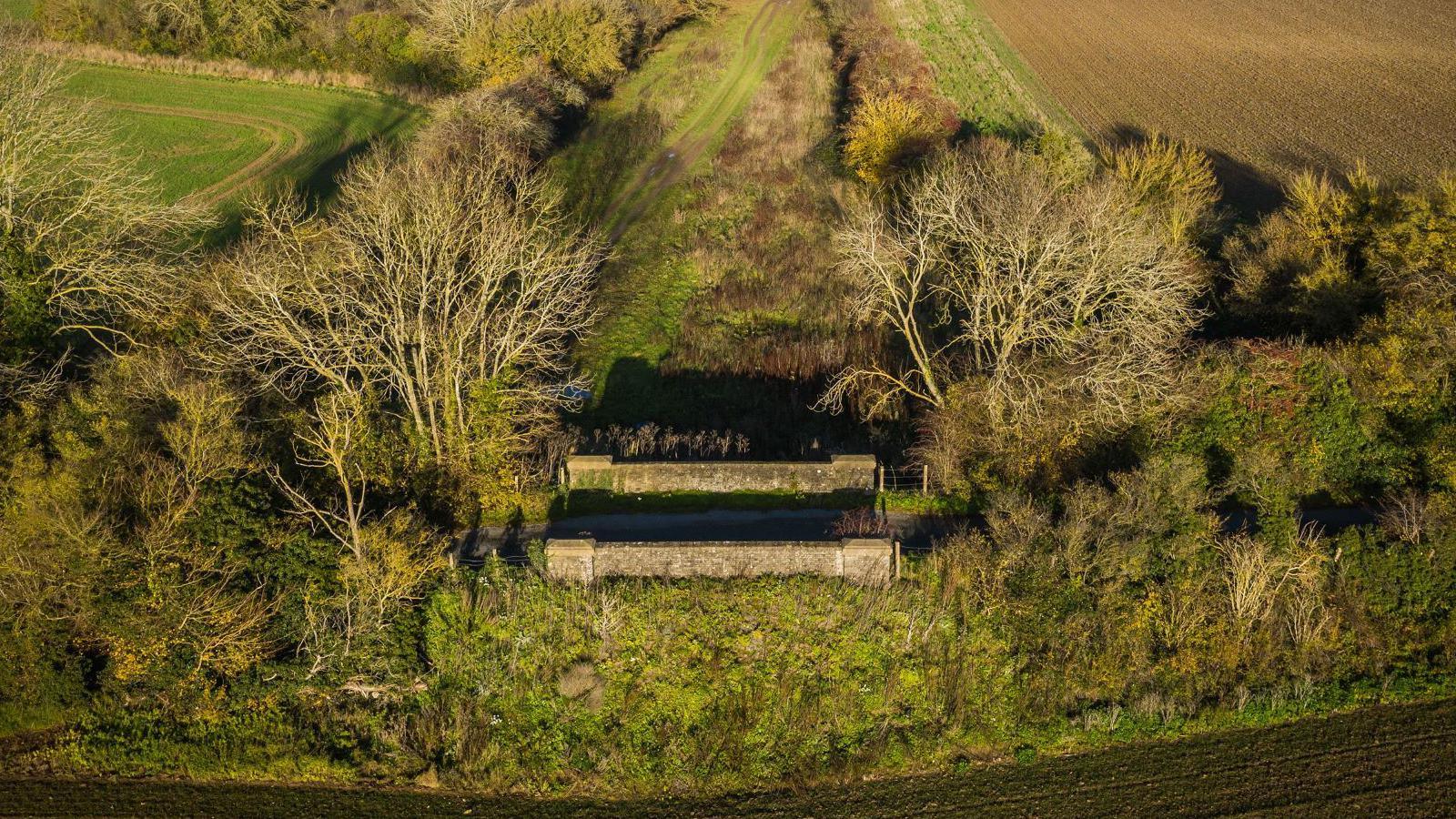 Aerial view of Congham bridge, near King's Lynn 