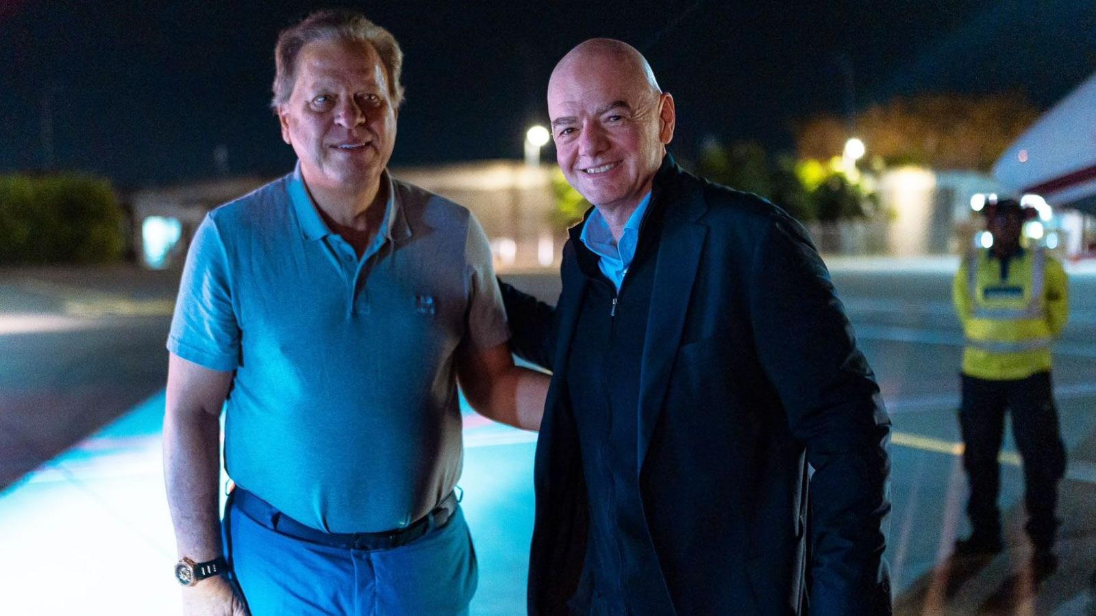 Fifa president Gianni Infantino with Colombian Football Federation president Ramon Jesurun