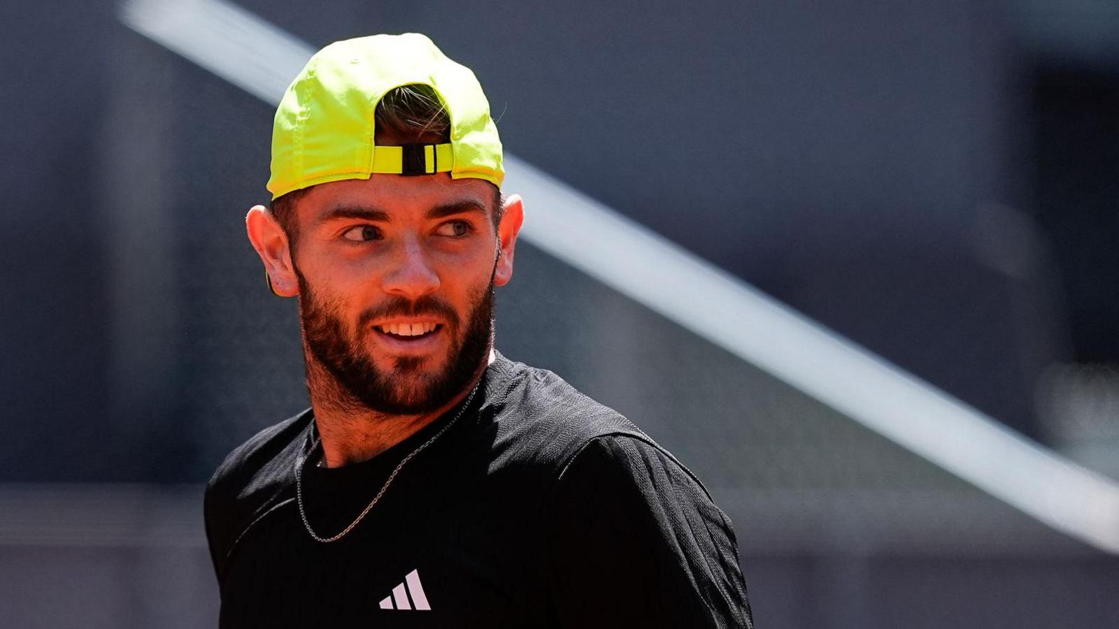 Jacob Fearnley smiles during practice at the French Open