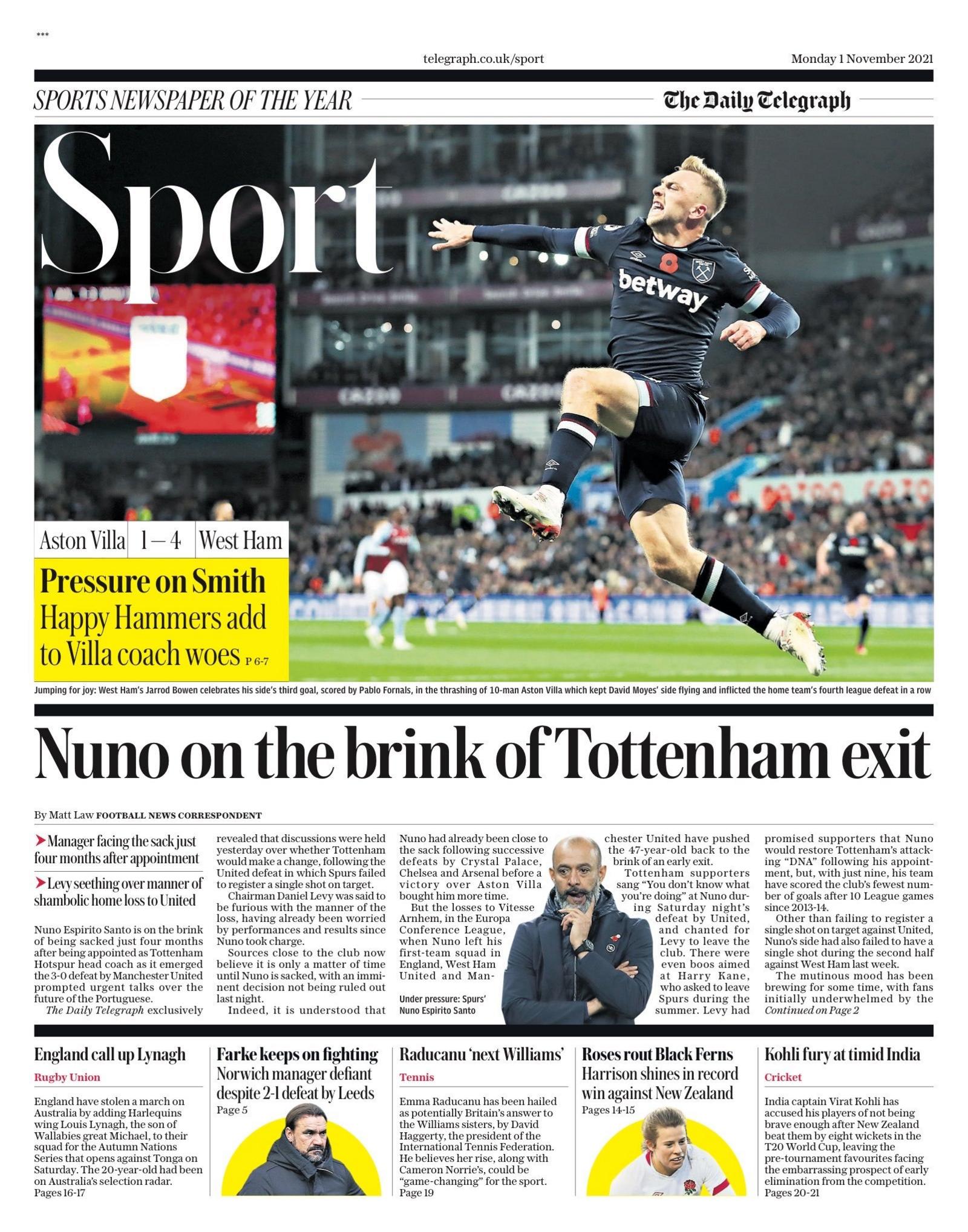 Daily Telegraph back page