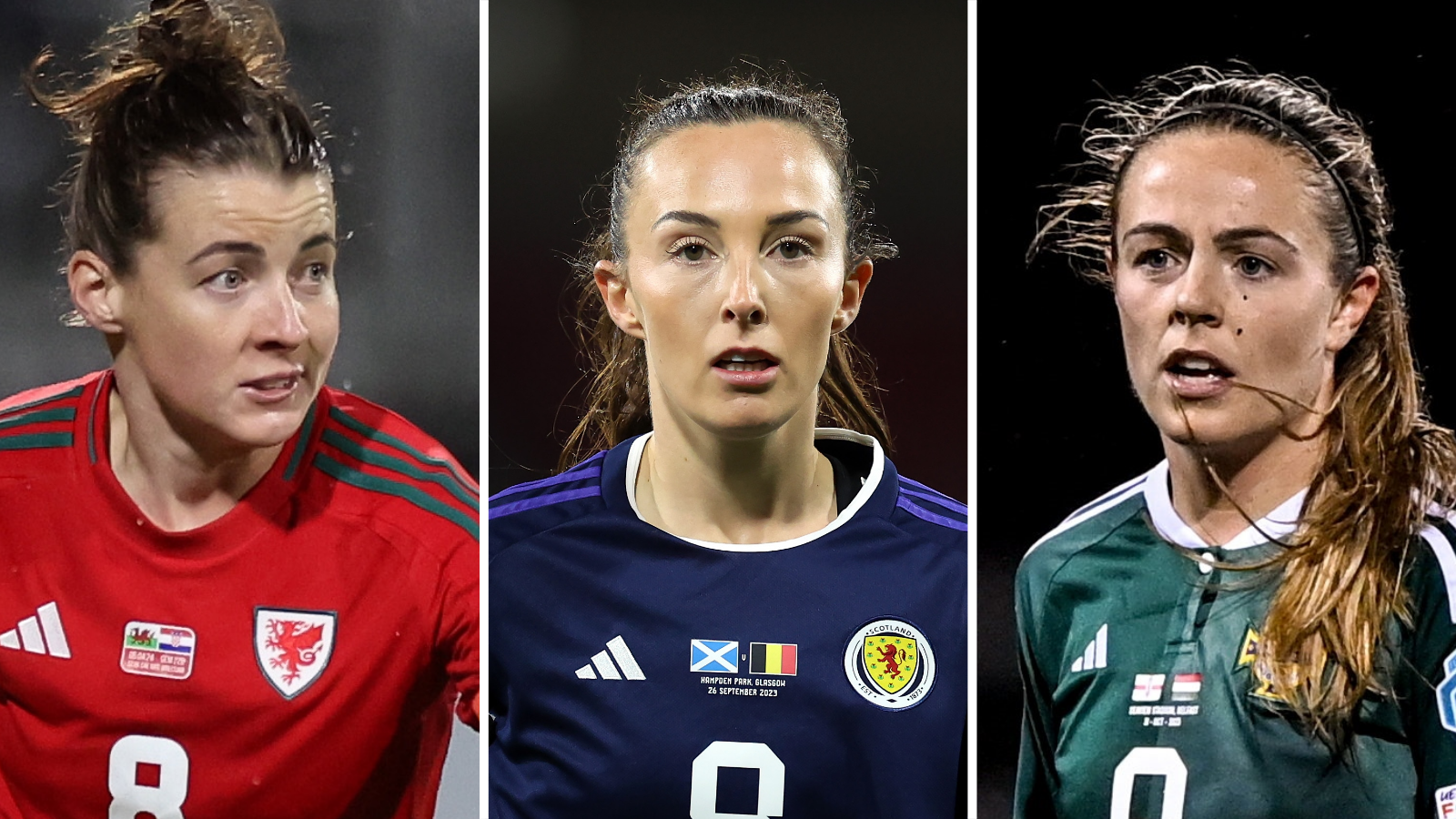 Wales midfielder Angharad James, Scotland midfielder Caroline Weir and Northern Ireland forward Simone Magill.