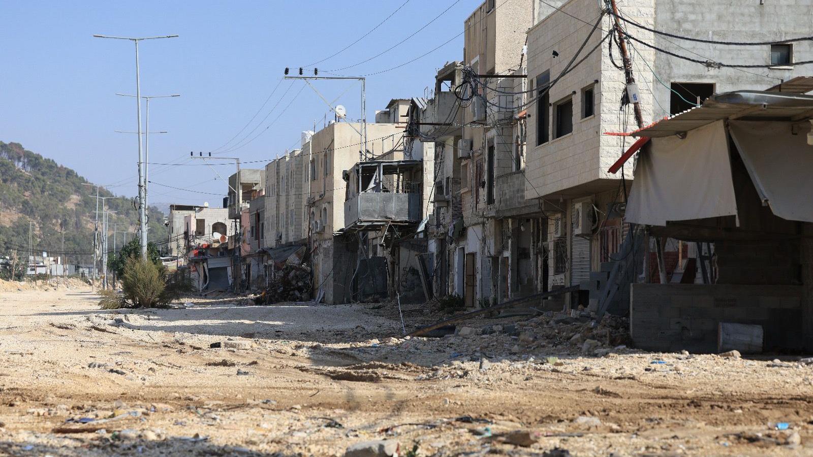 Destroyed buildings in Nur Shams refugee camp, in the occupied West Bank