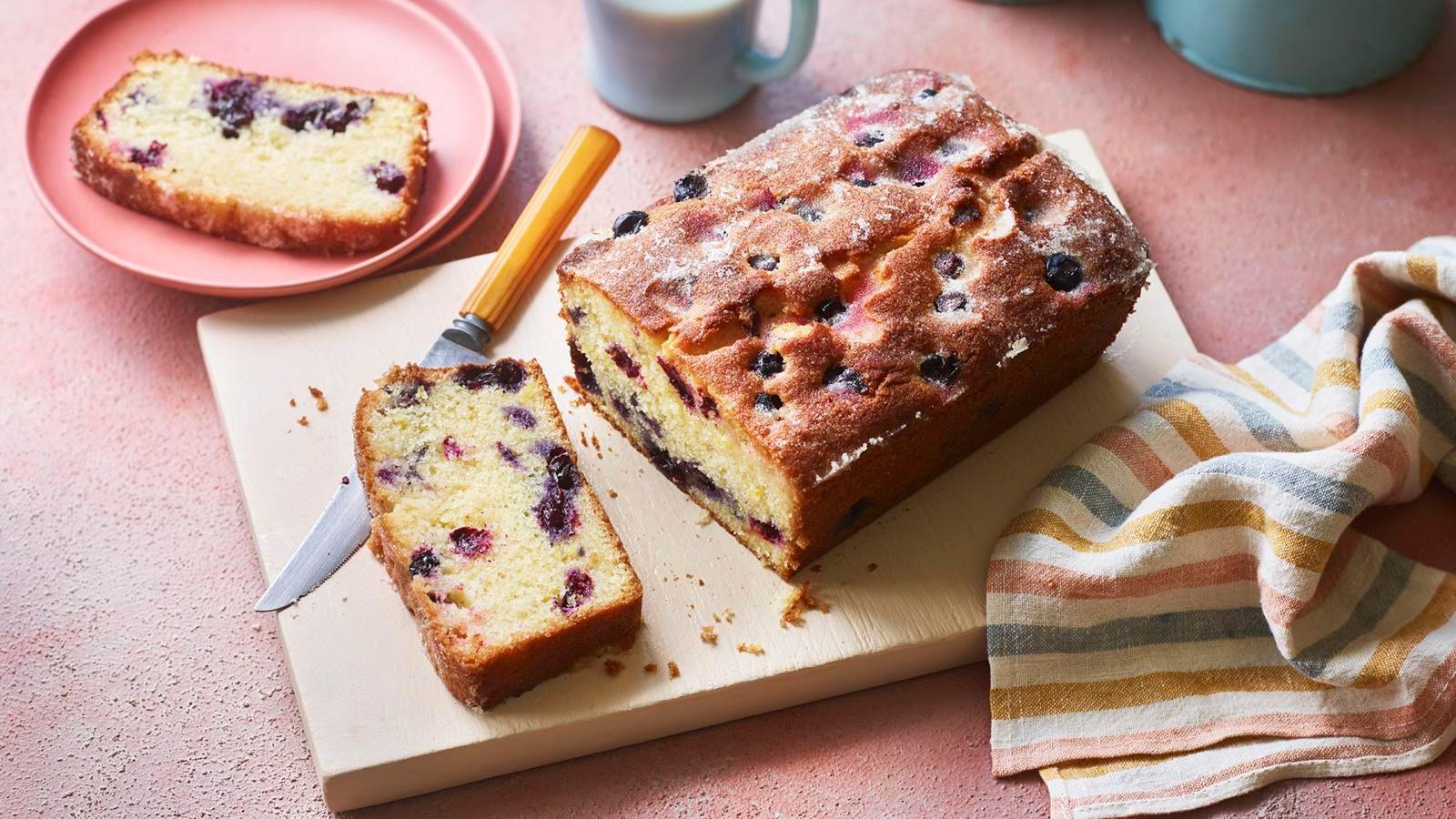 Lemon and blueberry drizzle cake