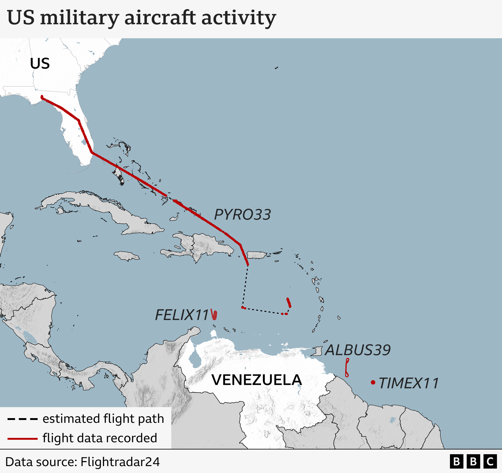 Where are US military planes and ships stationed near Venezuela? - BBC News