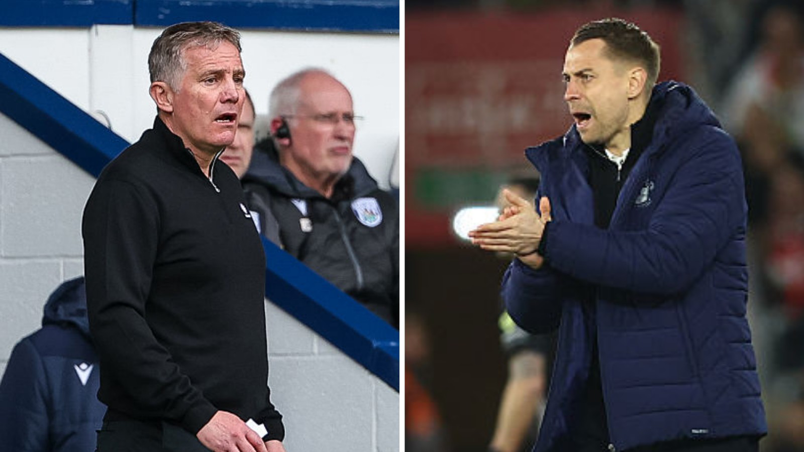 Wrexham manager Phil Parkinson (left) looks on from the touchline and (seperate picture) Southampton head coach Tonda Eckert claps his hands (right)