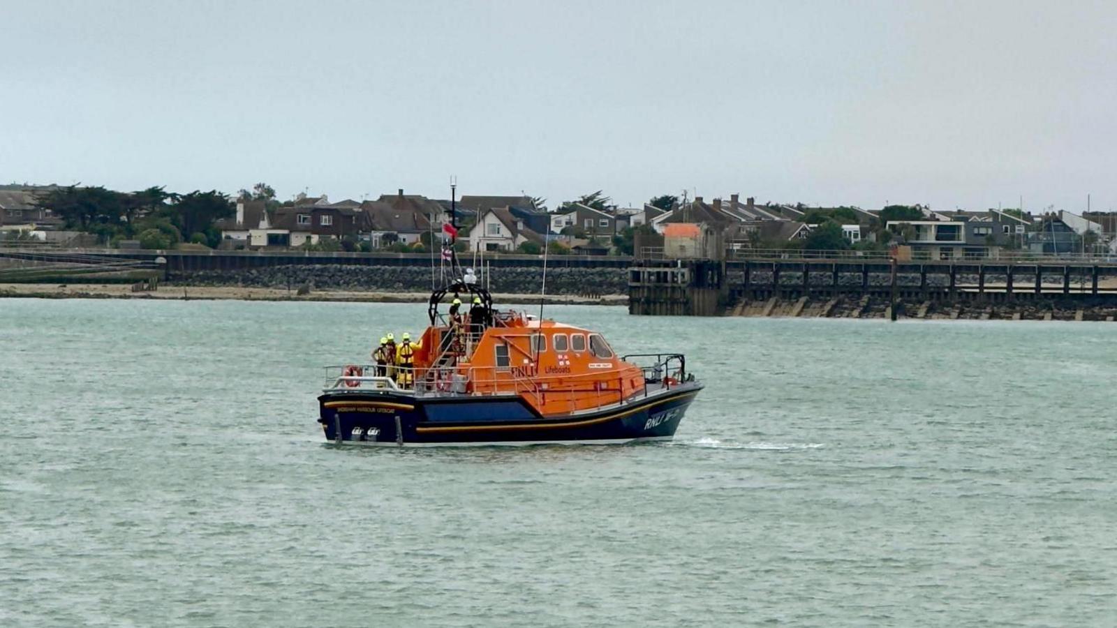 The Shoreham lifeboat at sea.