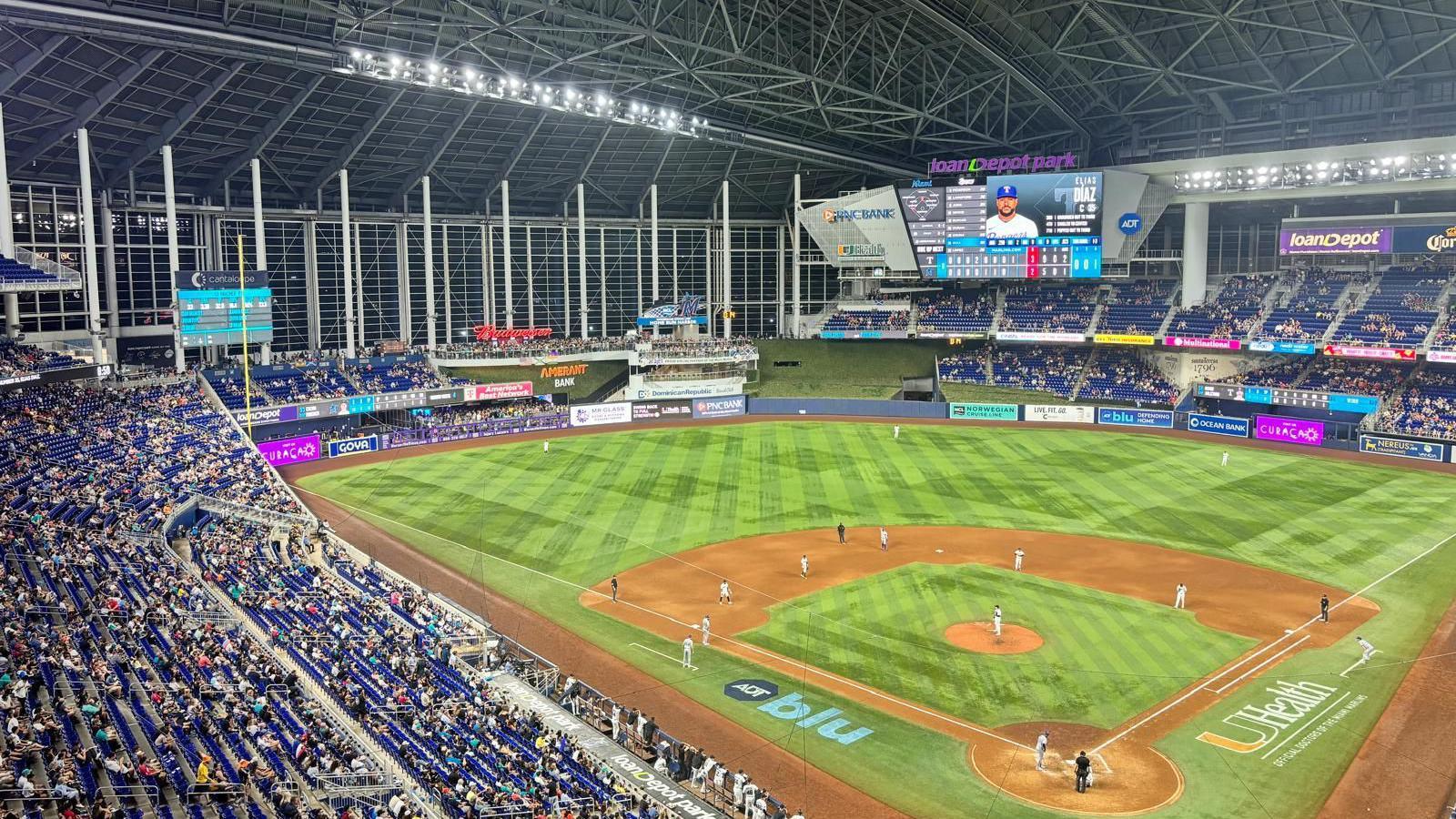The Miami Marlins play the Texas Rangers at LoanDepot Park