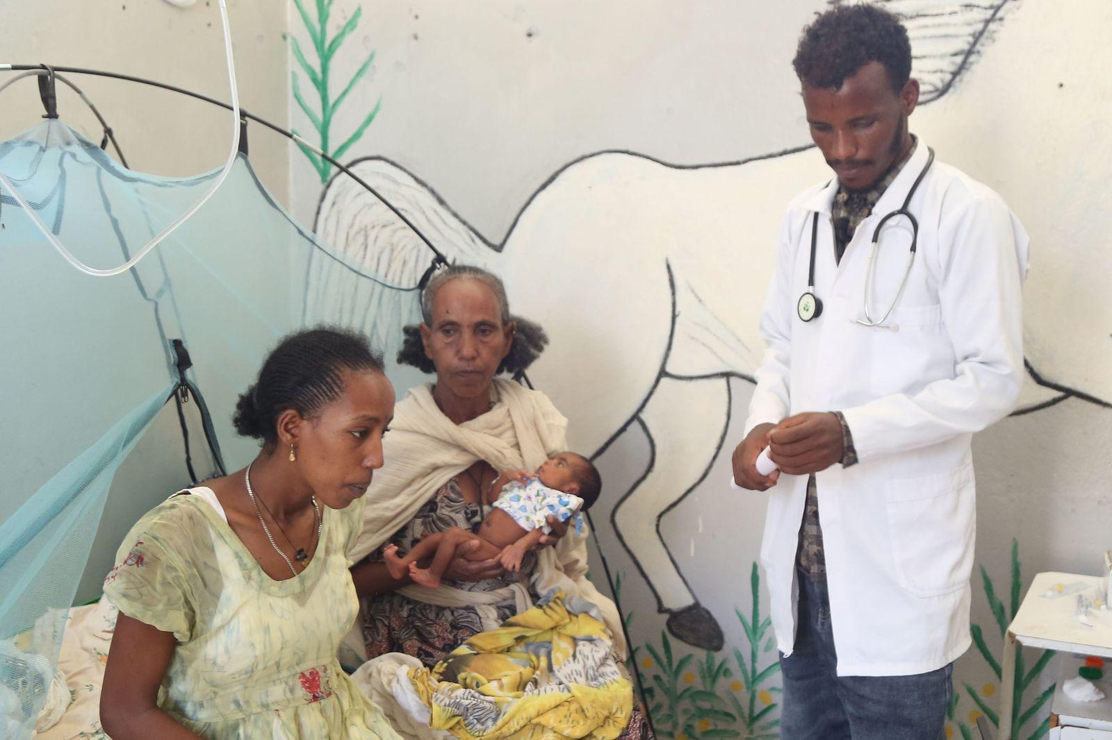 Two women with a malnourished baby brought to hospital