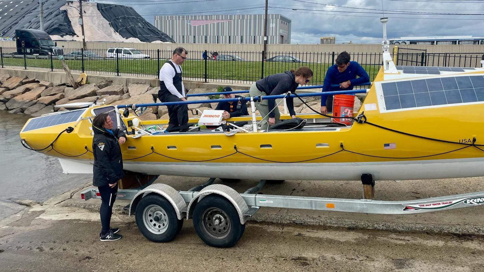 The team get the boat ready