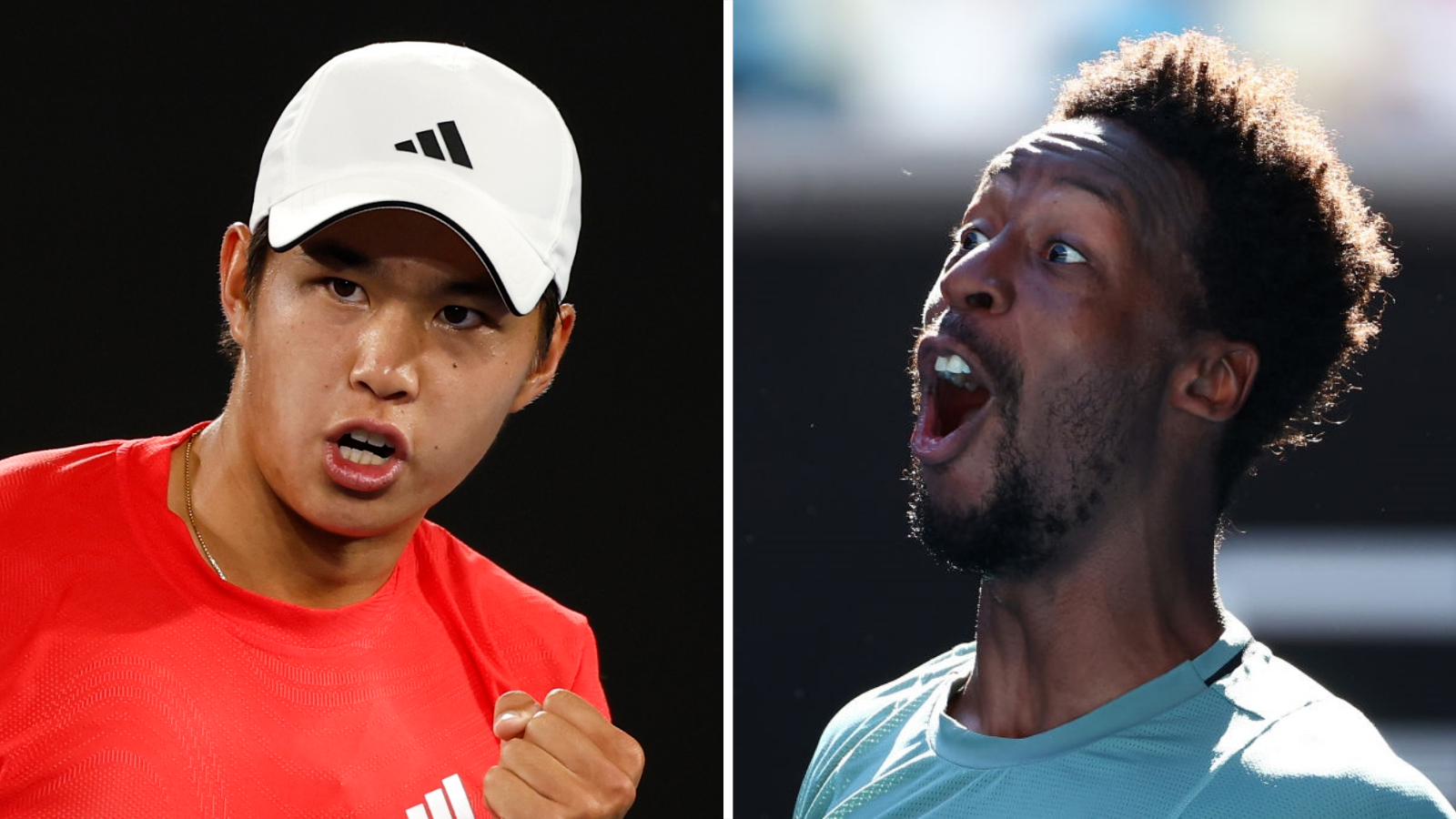 A split picture of Learner Tien and Gael Monfils