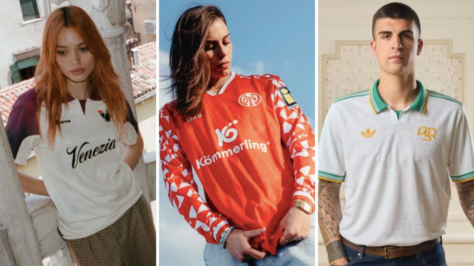 New Venezia (away), Mainz 05 (home) and Roma (third) kits. 