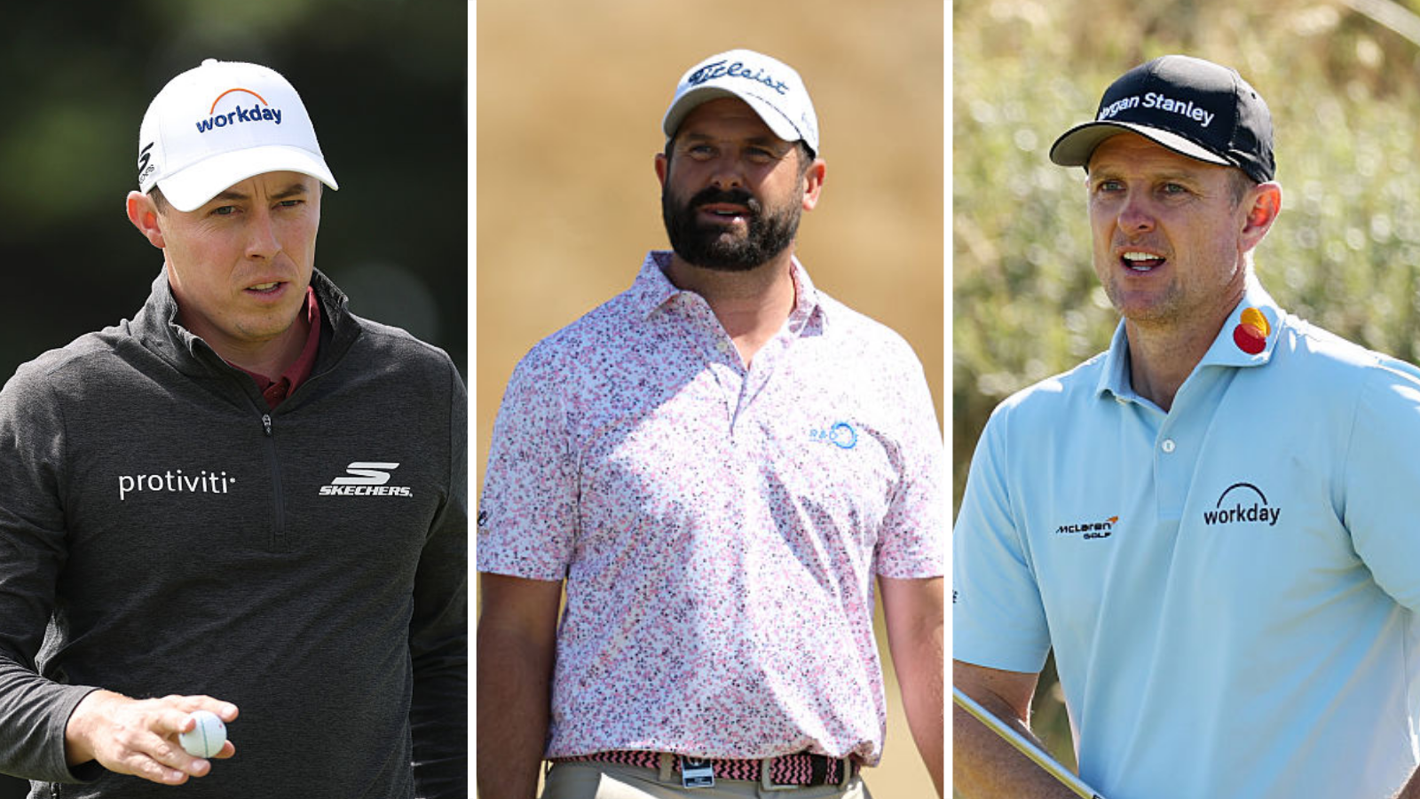 Matthew Fitzpatrick (left), Matthew Baldwin (centre) and Justin Rose (right)