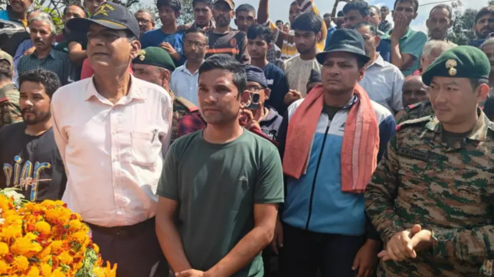 Narayan Singh's nephew, Jaiveer Singh, at the funeral of his father