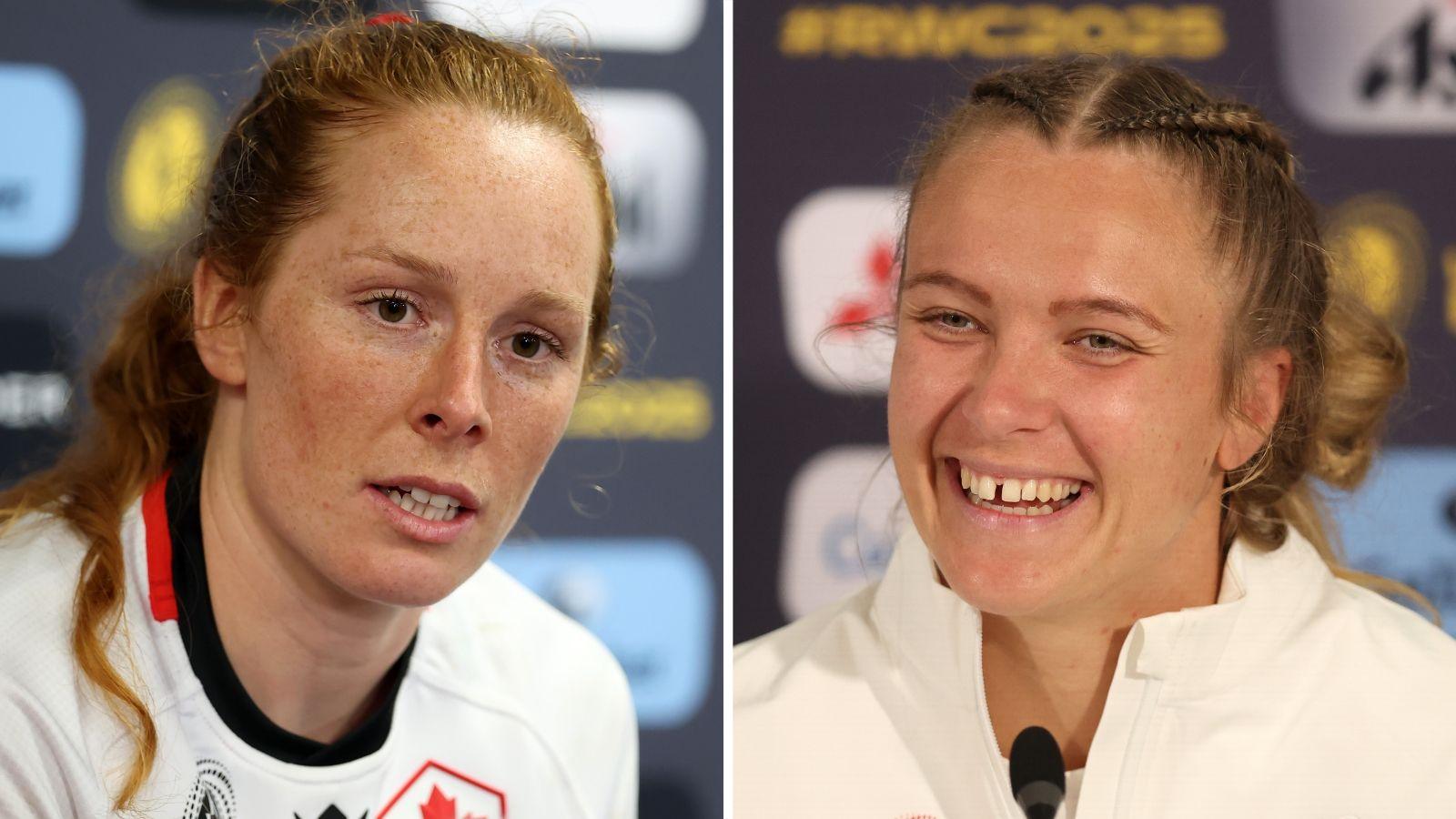 Alex Tessier and Zoe Aldcroft, Canada and England's captains, in a composite image