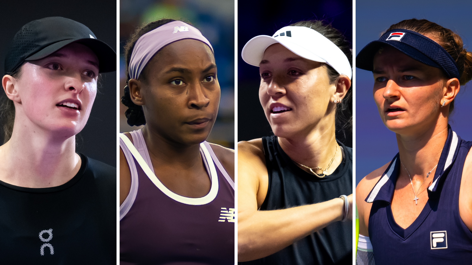 Iga Swiatek, Coco Gauff, Jessica Pegula and Barbora Krejcikova in action