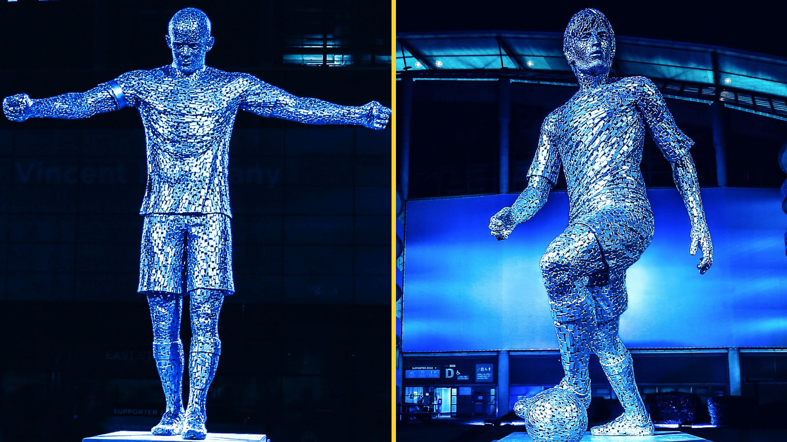 Vincent Kompany and David Silva statues