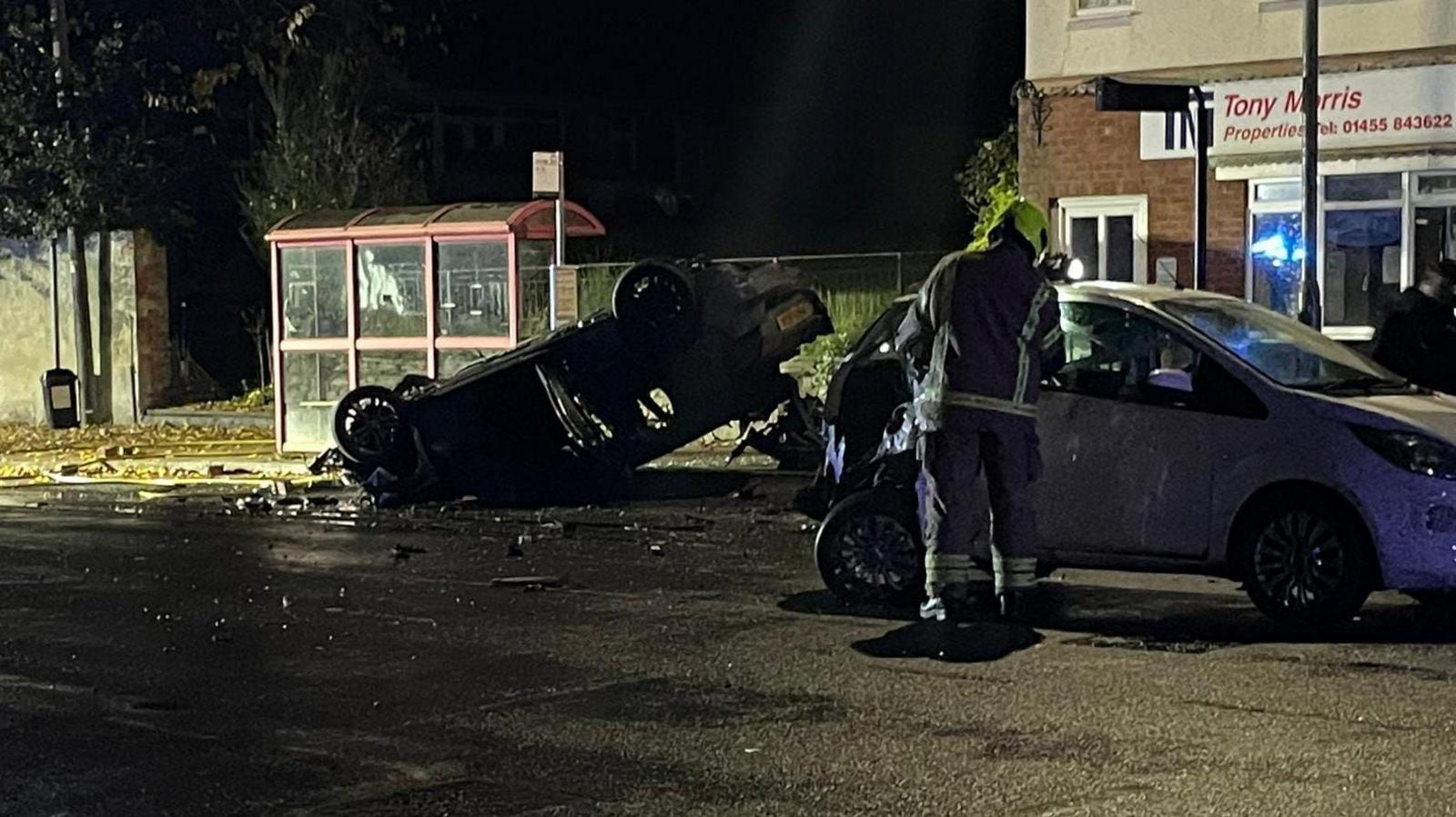 Earl Shilton crash burned-out car