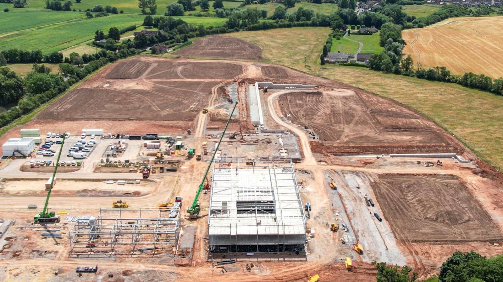 Aerial view of the school's construction