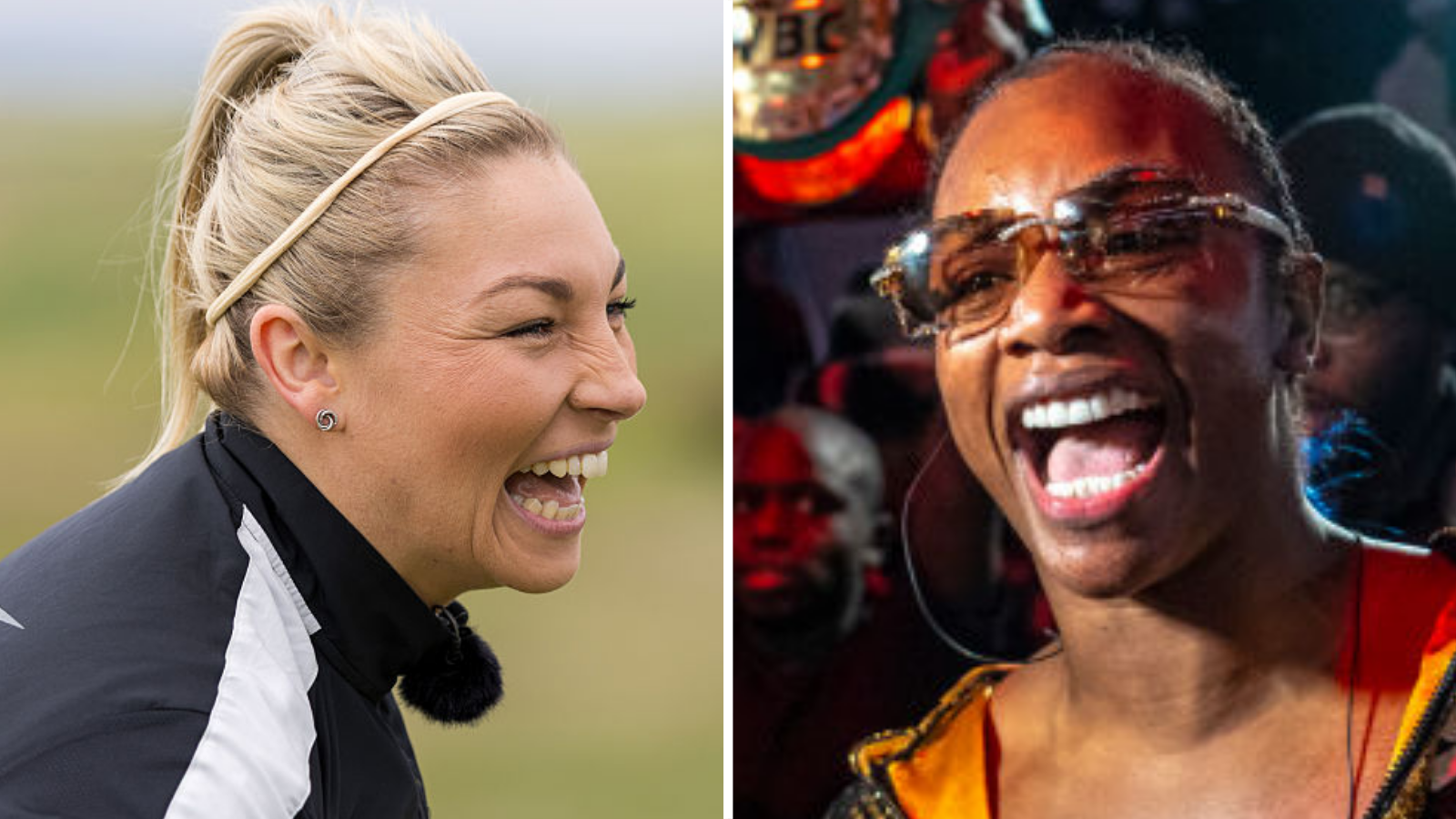 Lauren Price and Claressa Shields both laughing side by side