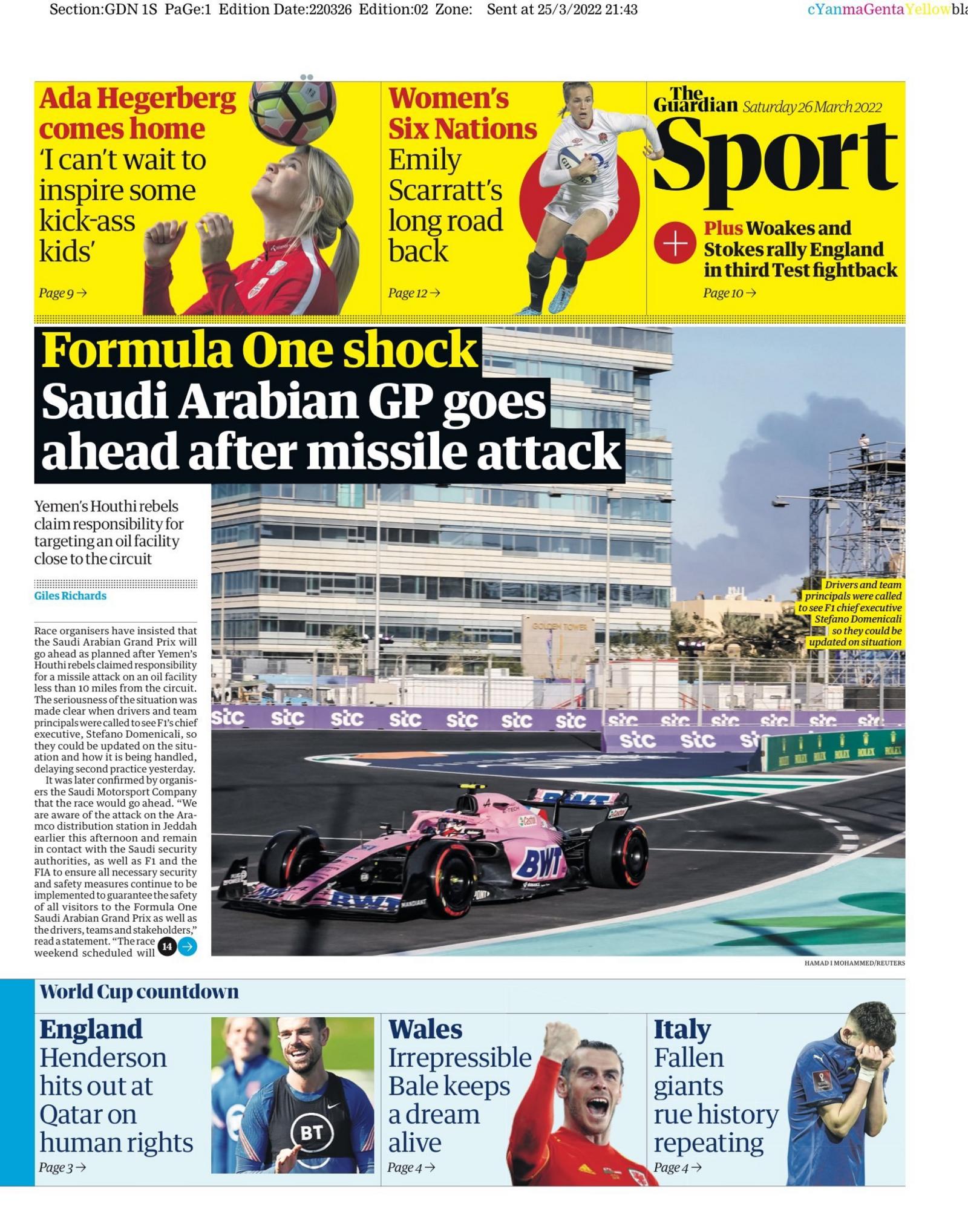 The Guardian's Saturday sport section